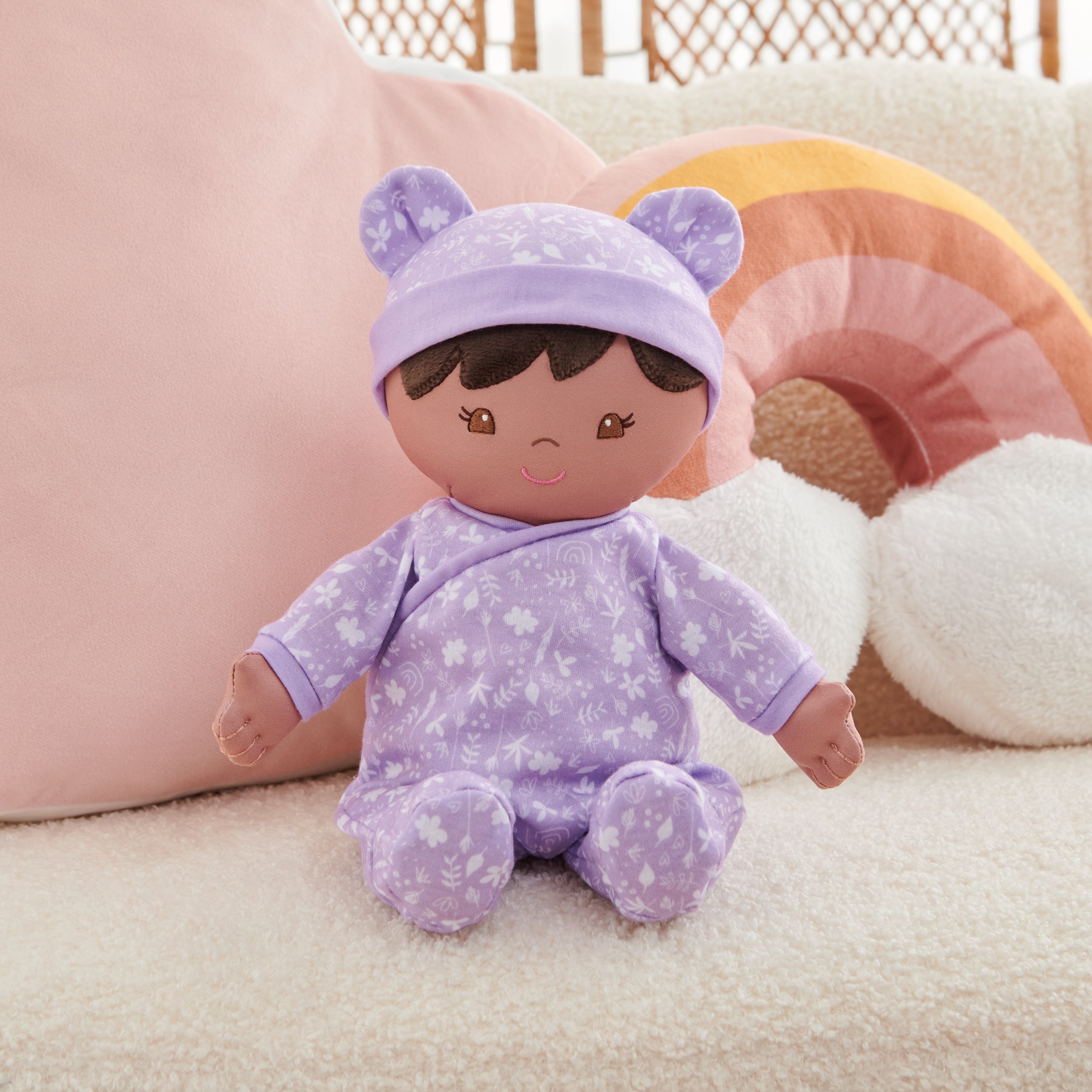 Baby GUND Sustainable Baby Doll, Plush Doll Made from Recycled Materials, For Babies and Newborns, Purple, 12”