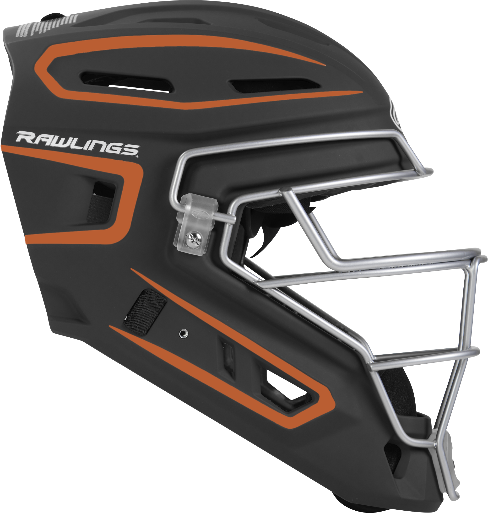 Rawlings Velo 2.0 Matte Junior Catchers Helmet - Black/Athletic Orange