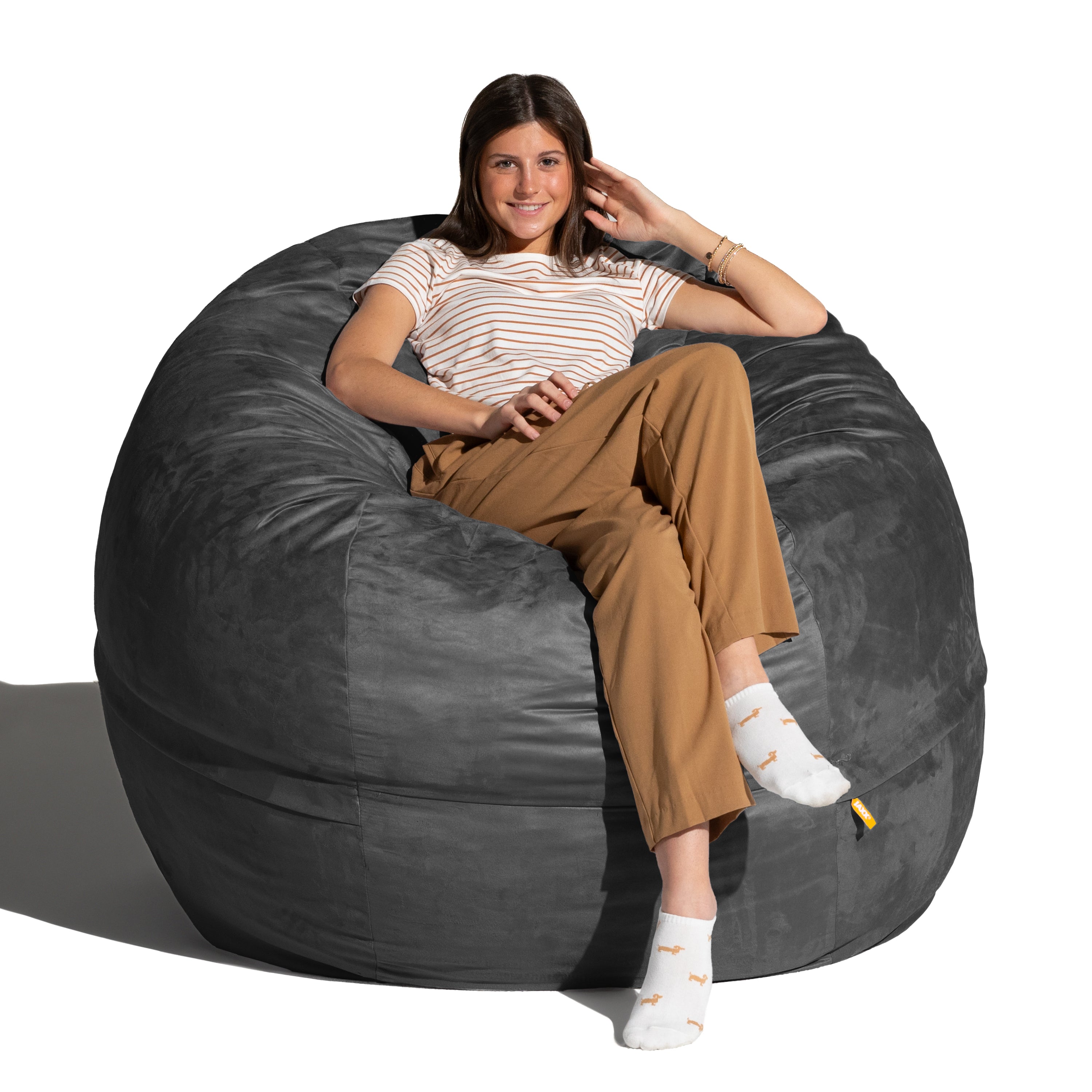 Jaxx 4 ft Round Bean Bag Chair for Adults, Black