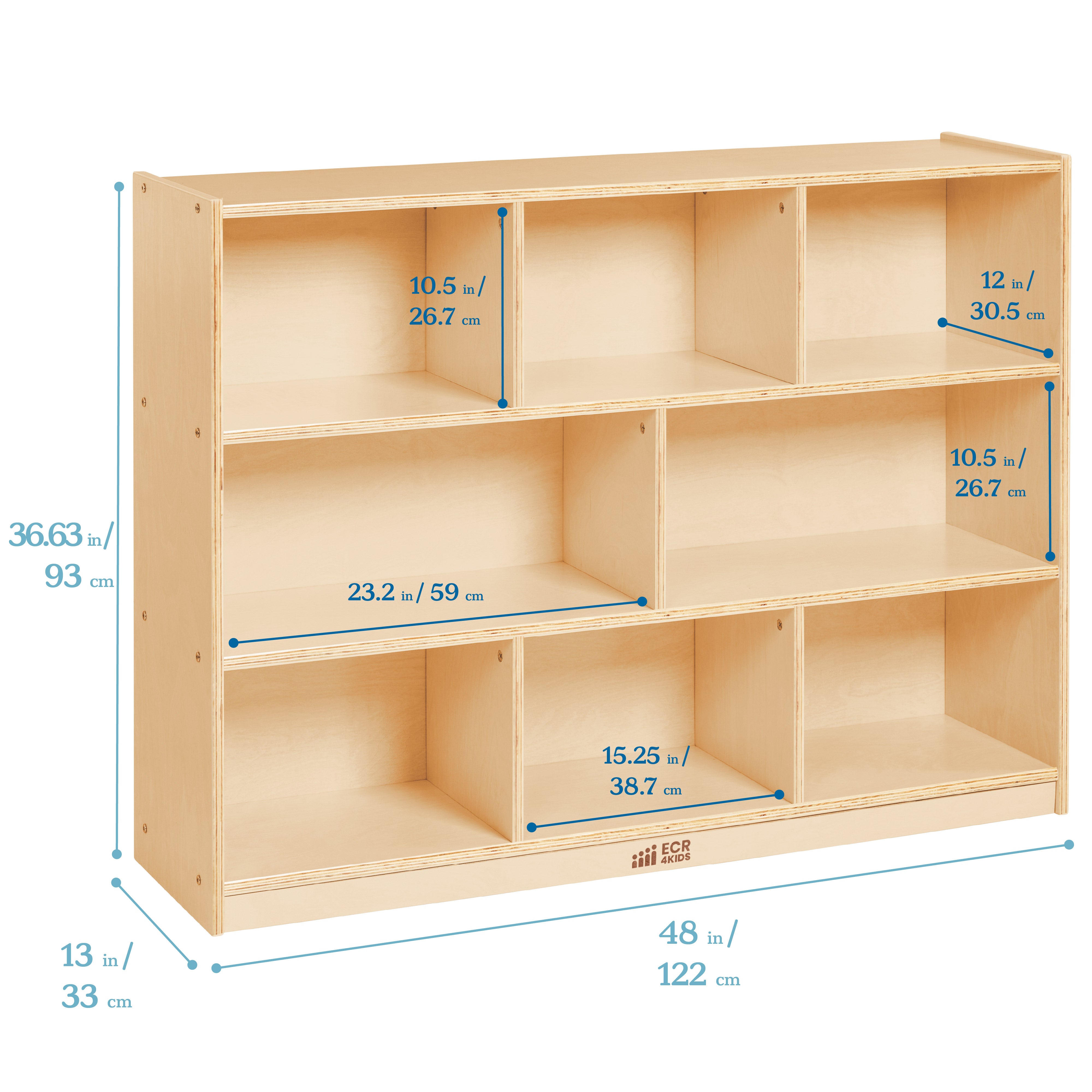 8-Compartment Storage Cabinet 36in H - Natural