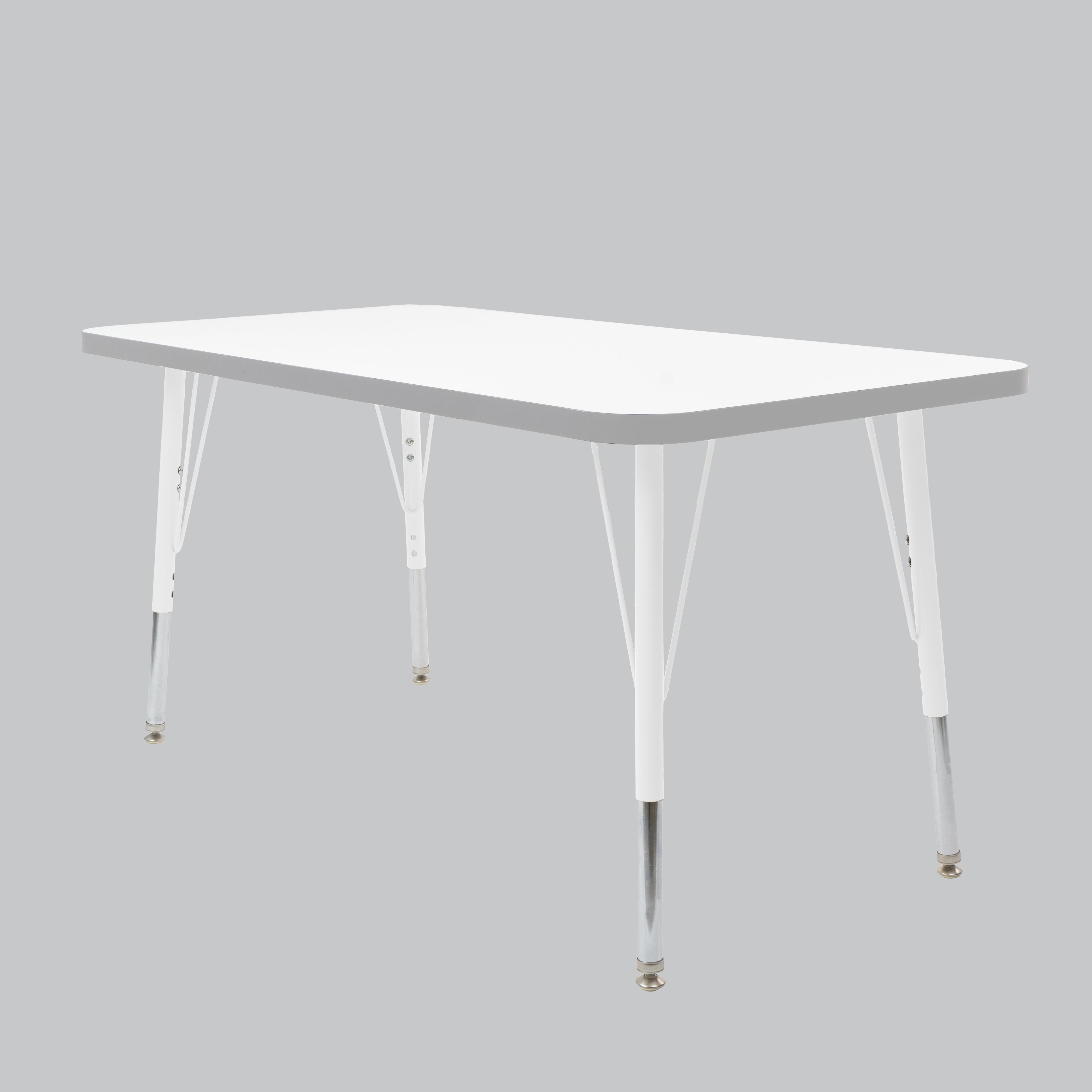 24" x 48" Rectangle Thermofused Activity Table with Adjustable Standard Swivel Glide Legs - White/North Sea/White