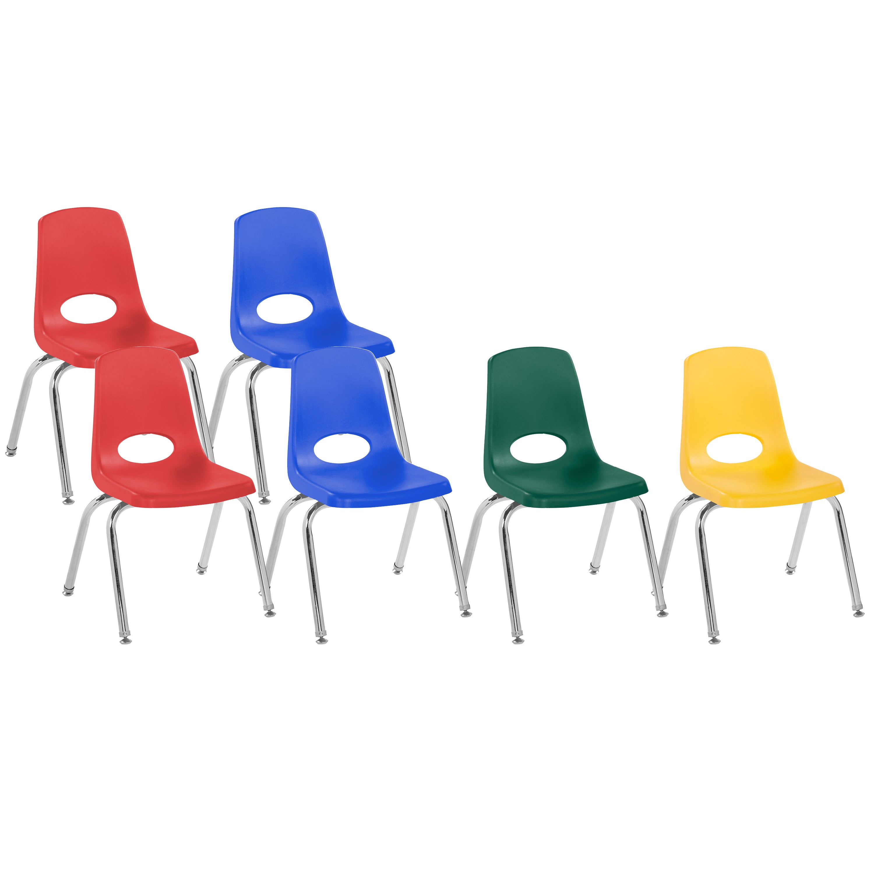 14" Stack Chair with Swivel Glides, 6-Piece - Assorted