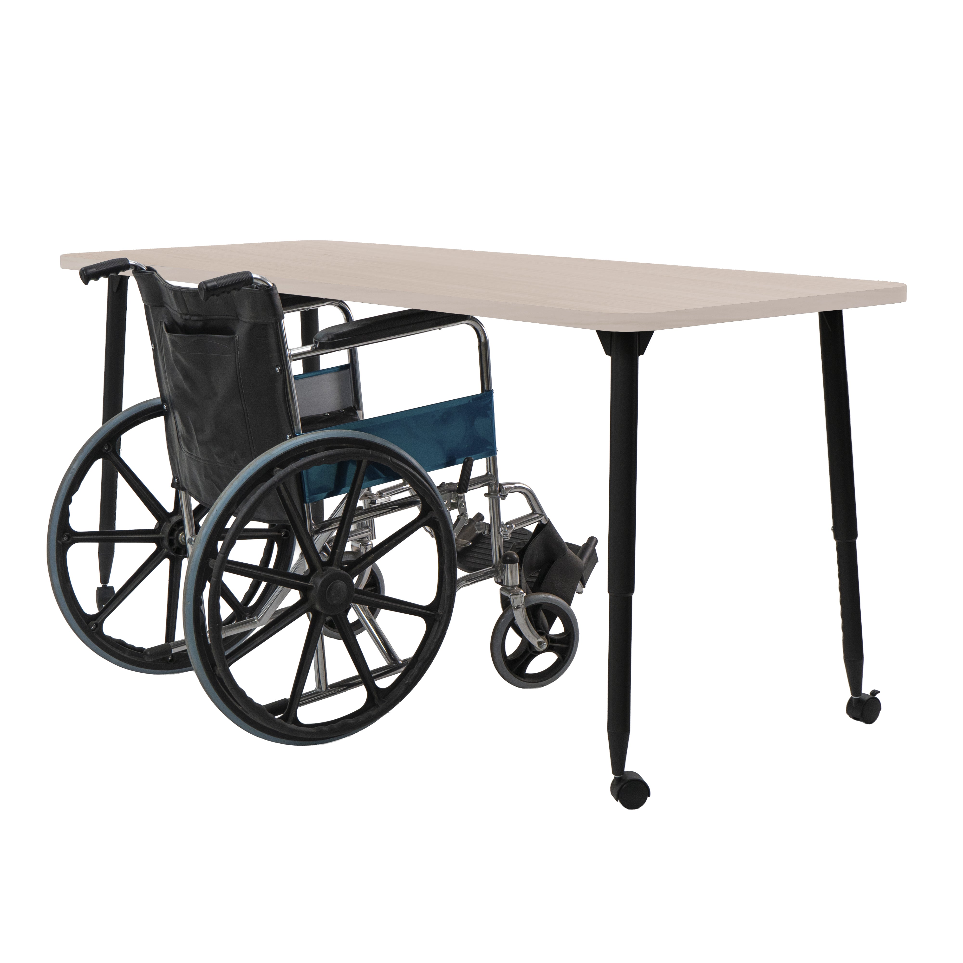 Adapte 30" x 72" Rectangle Woodgrain Activity Table with Adjustable Tapered Legs - Asian Sand/Black