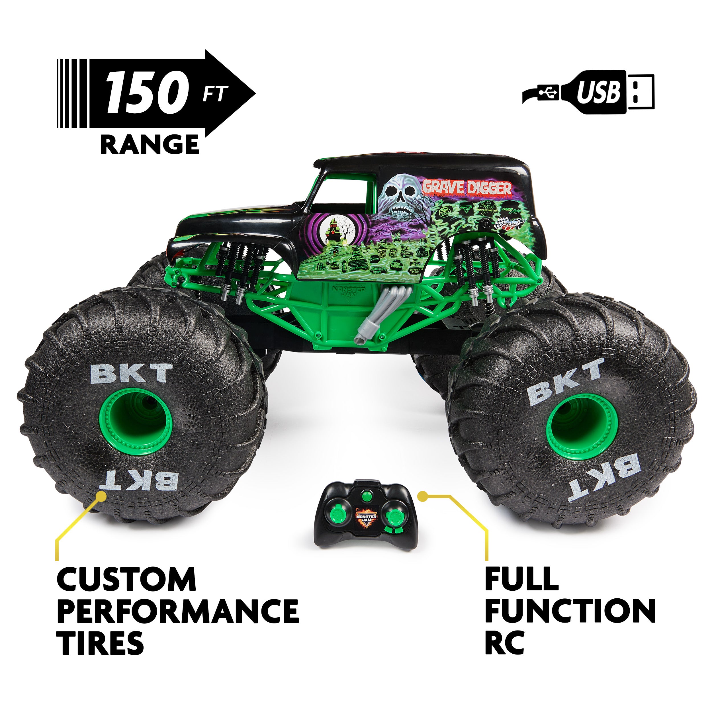 Monster Jam, Official Mega Grave Digger All-Terrain Remote Control Monster Truck, Over 2 Ft. Tall, 1:6 Scale, Kids Toys for Boys and Girls Ages 4 and Up
