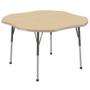 48" x 48" Clover T-Molding Activity Table with Adjustable Standard Ball Glide Legs - Maple/Maple/Black