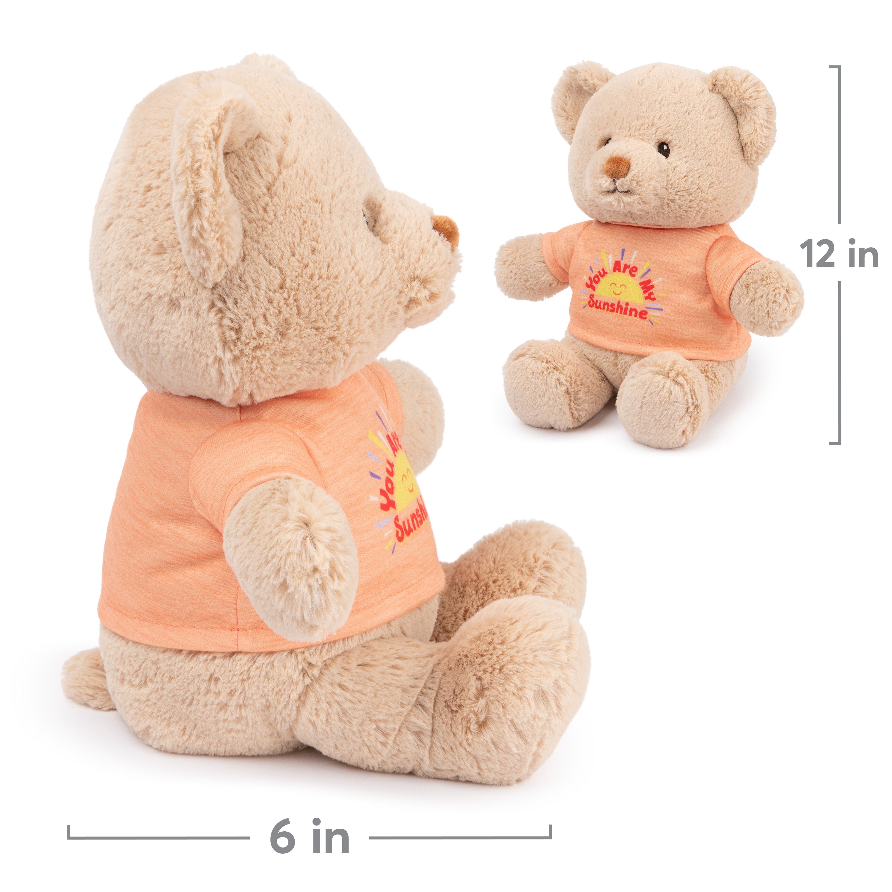 GUND “You are My Sunshine” Sustainable Message Bear with Orange T-Shirt, Teddy Bear Made from 100% Recycled Materials for Ages 1 and Up, Tan, 12”