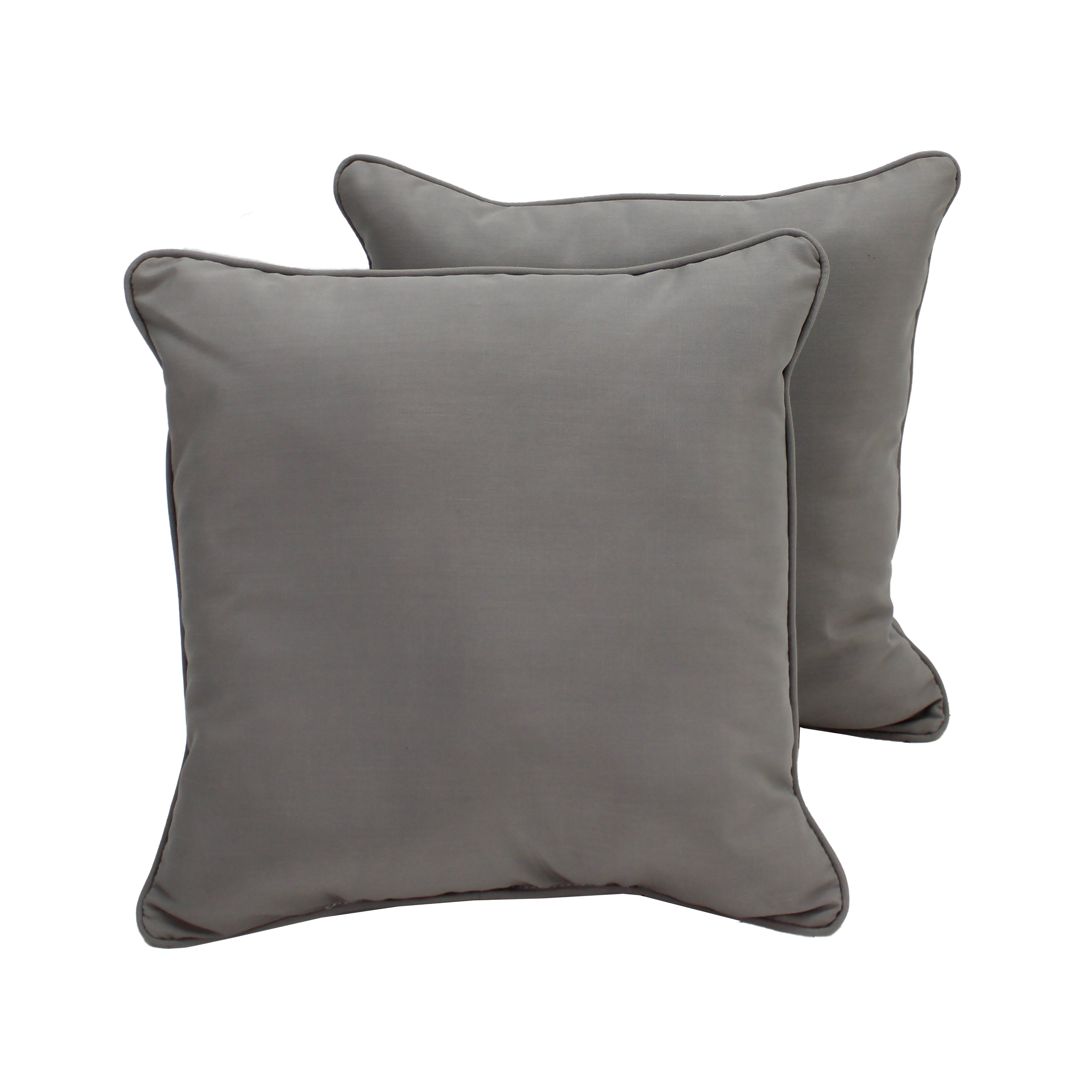 Presidio 18"x 18" Square Indoor/Outdoor Pillow with Piping, 2-Piece - Gray