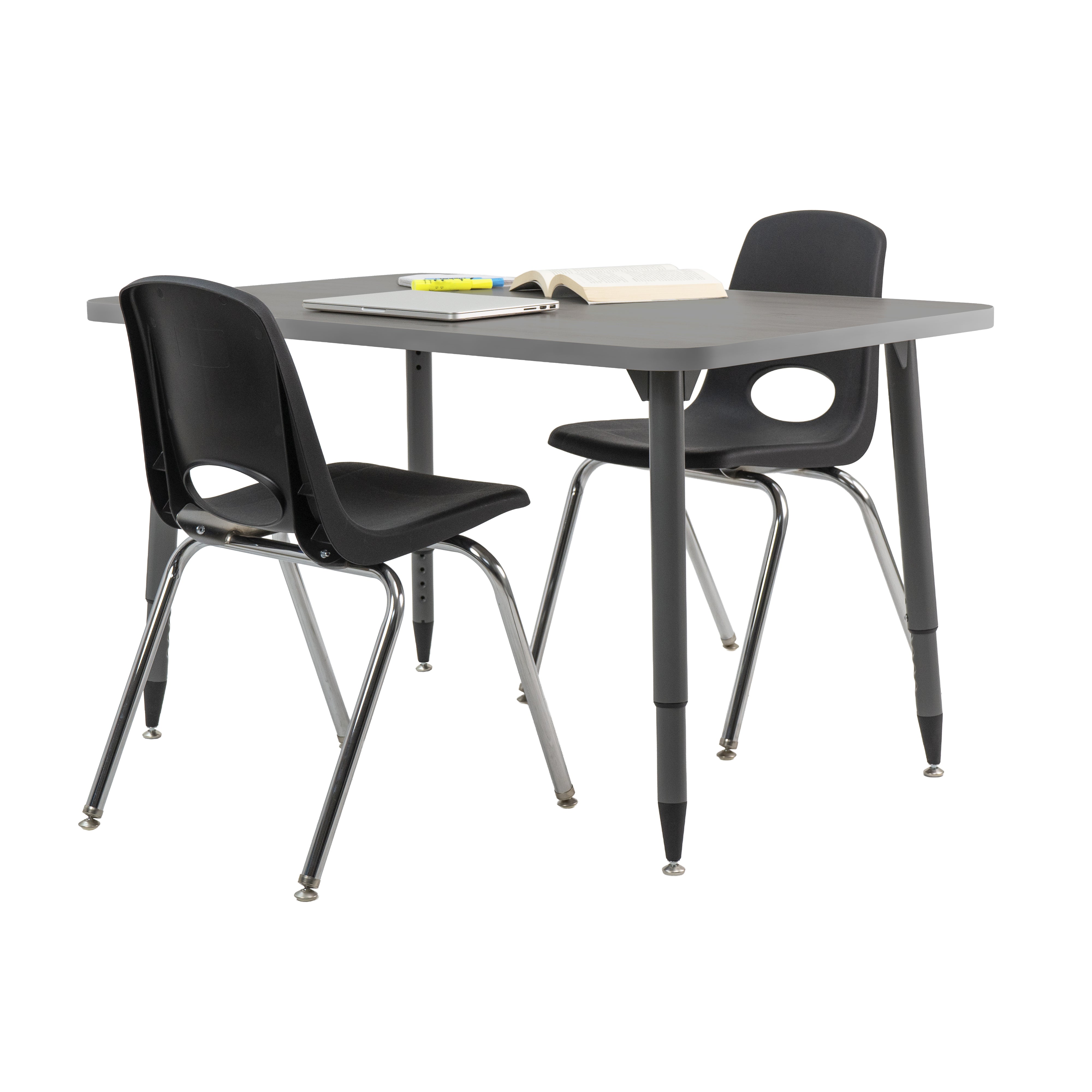 Adapte 30" x 48" Rectangle Thermofused Activity Table with Adjustable Tapered Legs - North Sea/North Sea