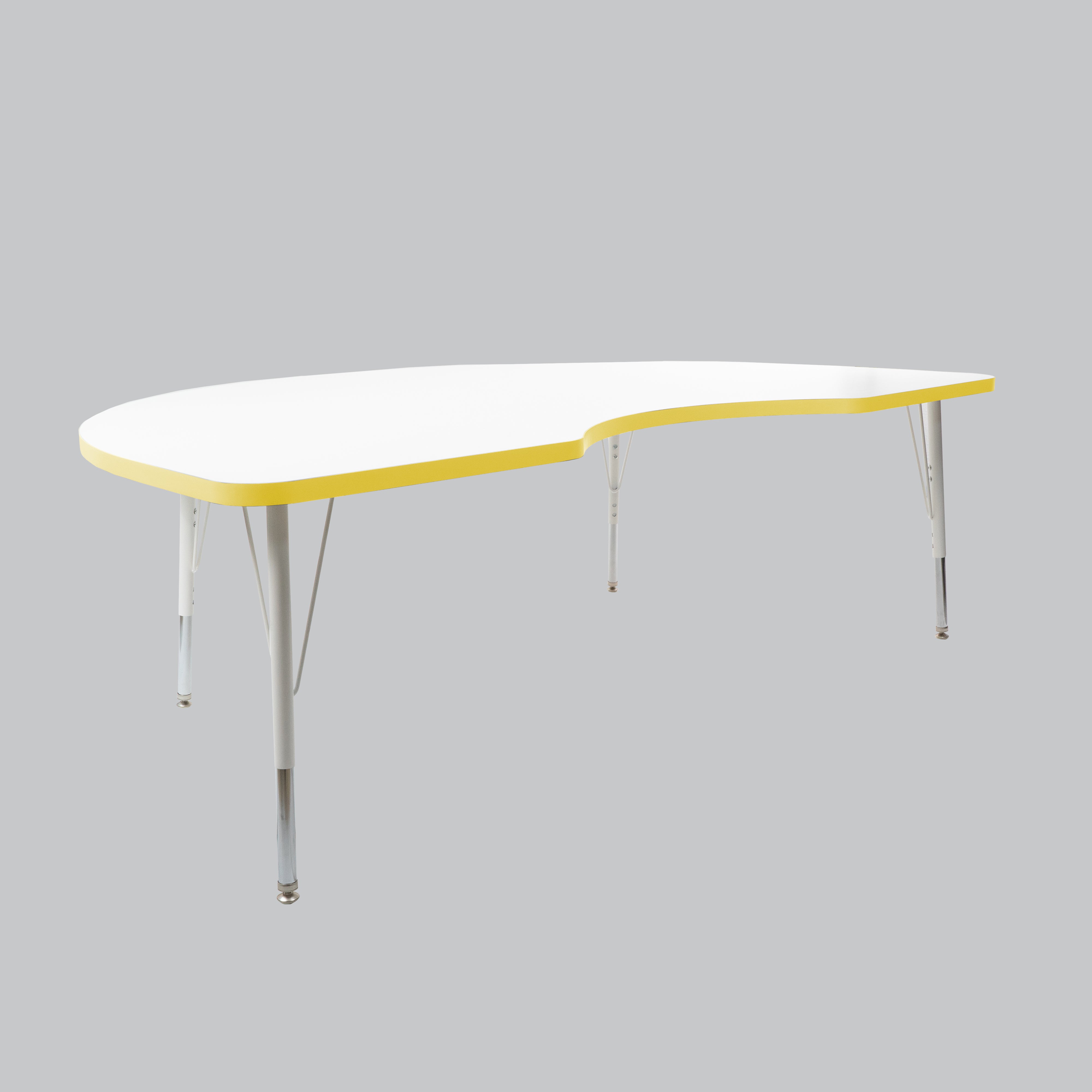 48" x 72" Kidney Thermofused Activity Table with Adjustable Standard Swivel Glide Legs - White/Squash/White