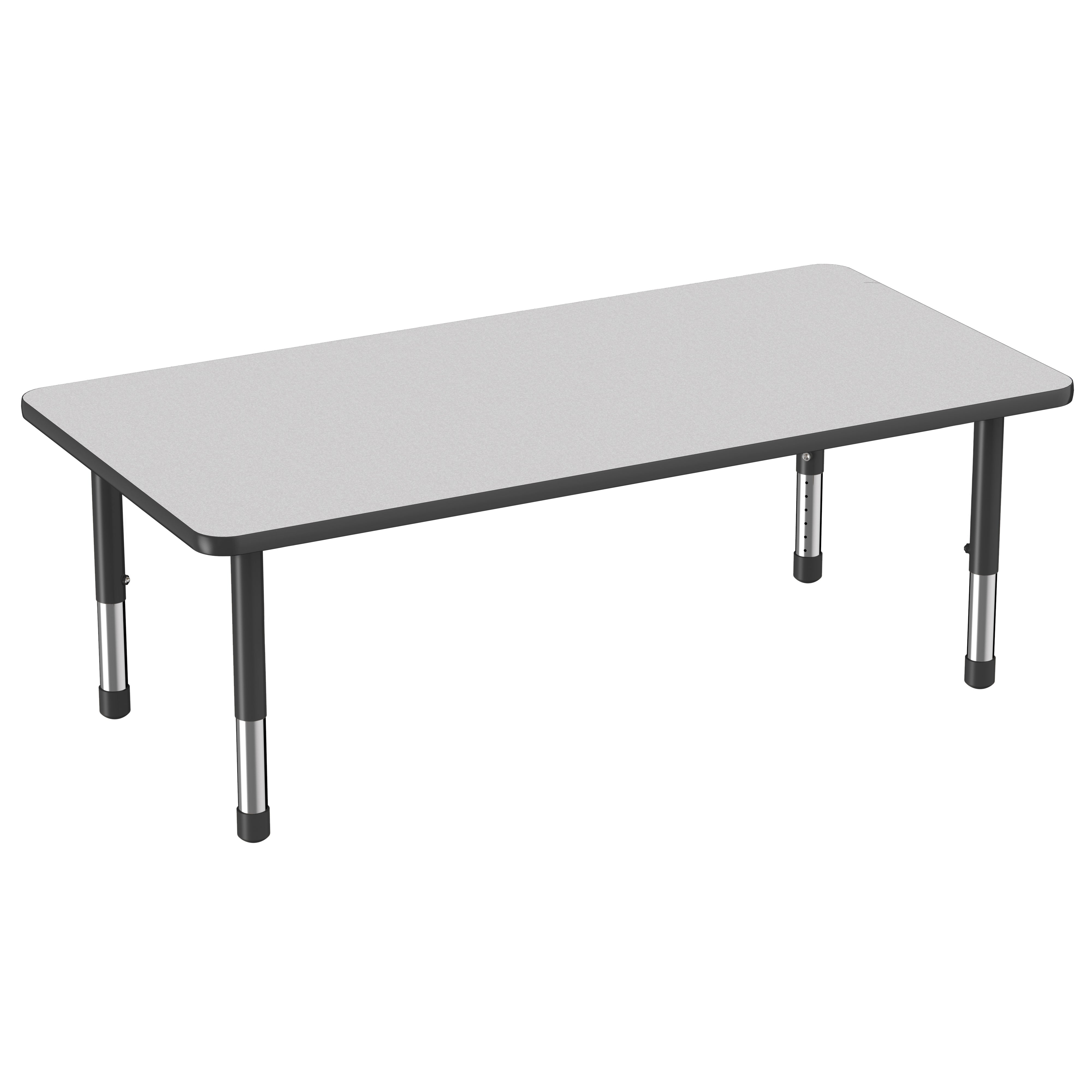 30" x 60" Rectangle Thermofused Activity Table with Adjustable Chunky Legs - Gray/Black
