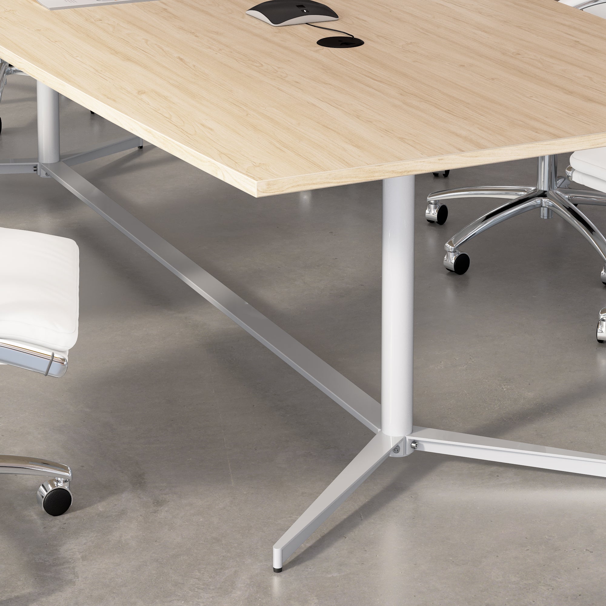 Bush Business Furniture 120-inch Office Conference Table with Metal Base in Natural Elm - 119.21" Width x 47.51" Depth x 28.65" Height