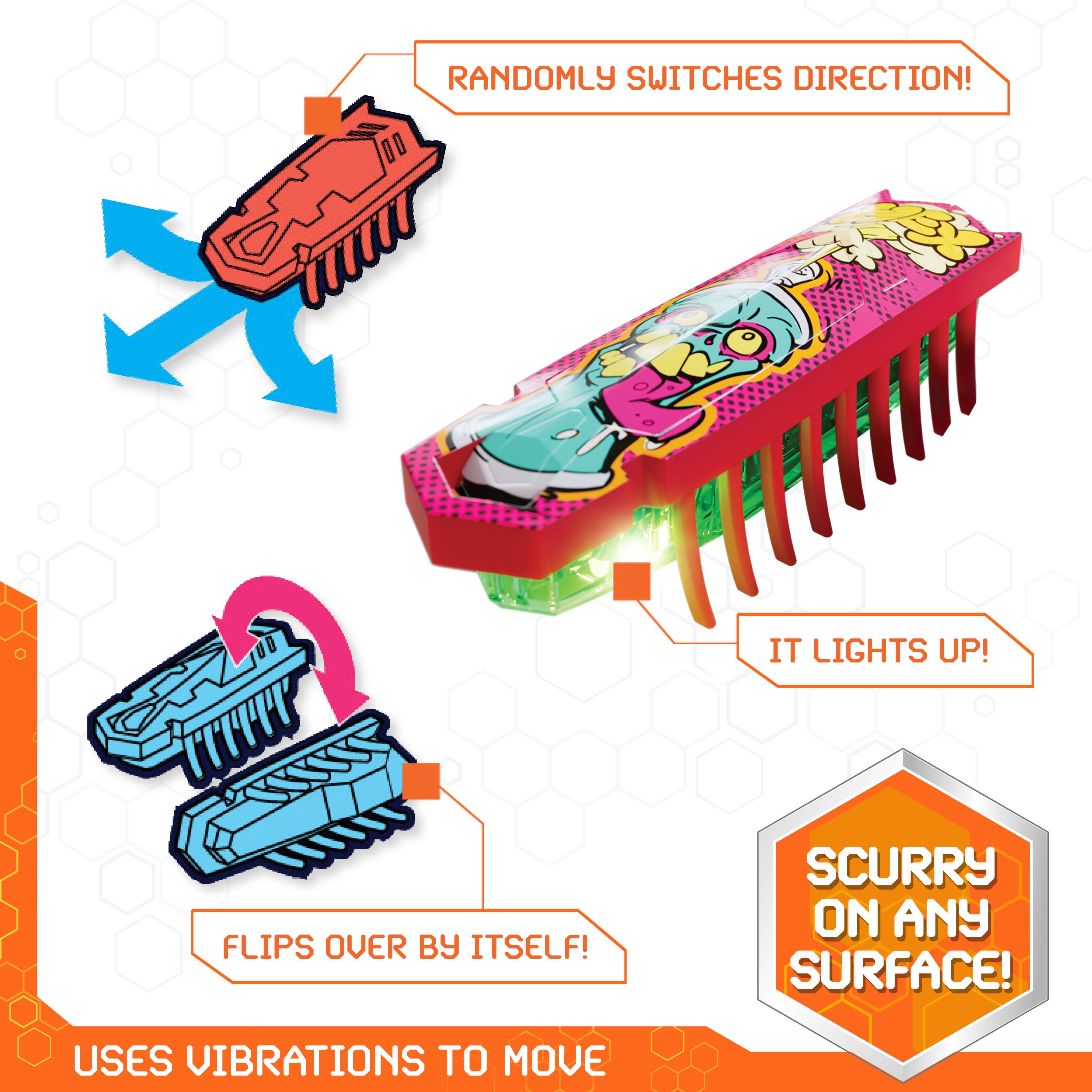 HEX BOTS Nano 5 Pack, 4 Mini Bots with Bonus Flash Bot, Sensory Toy for Kids & Cats, Vibration Technology, Mini Robot Toy for Kids 3 & Up
