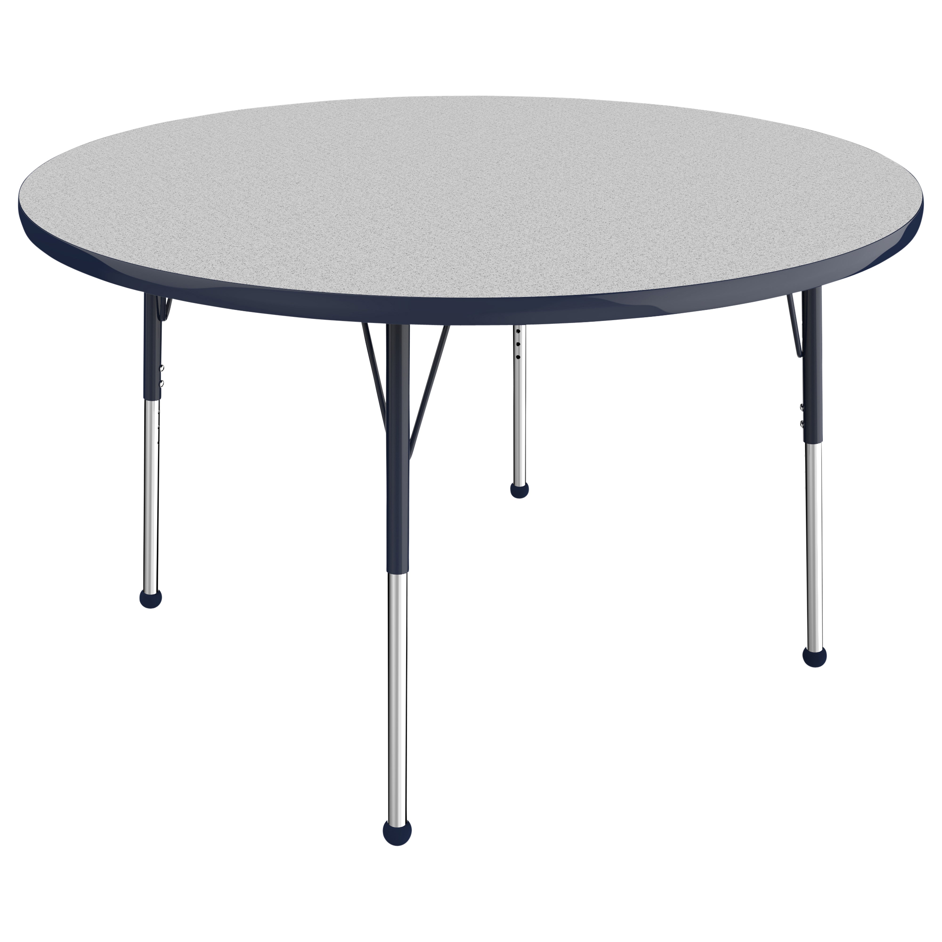 48" Round T-Molding Activity Table with Adjustable Standard Ball Glide Legs - Gray/Navy