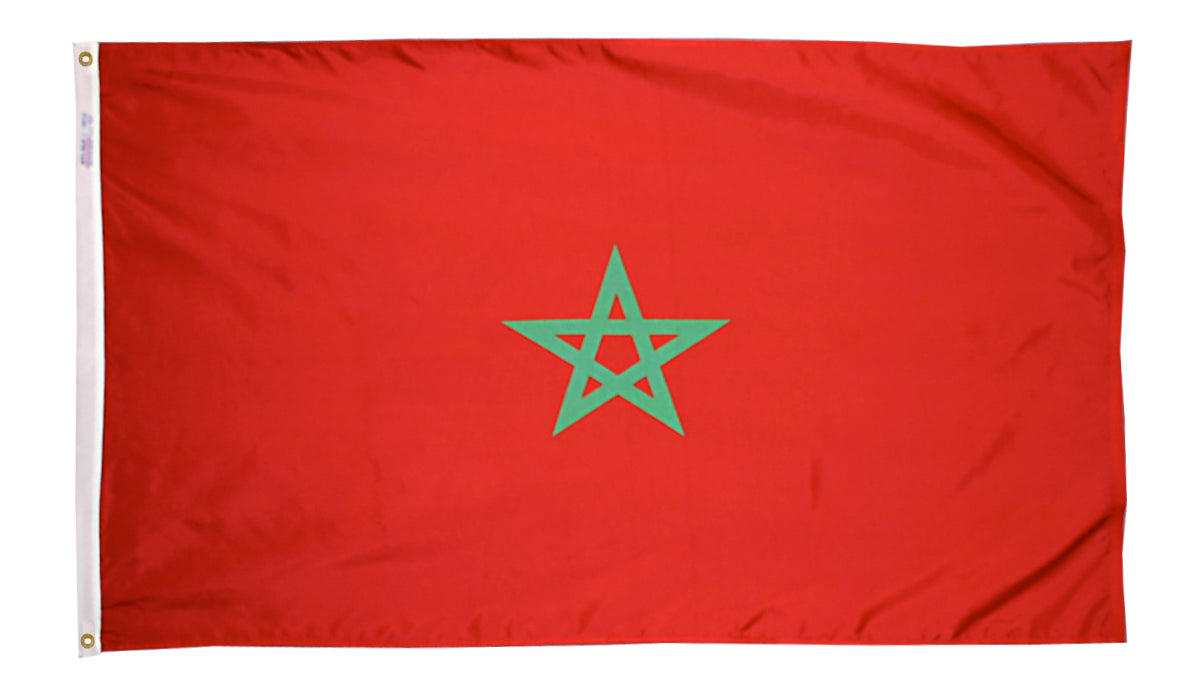 Morocco Flag 4x6 ft. Nylon SolarGuard Nyl-Glo 100% Made in USA to Official Design Specifications by Annin Flagmakers.  Model 195851