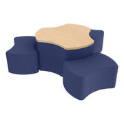 Pro Series Cog Ottoman Table with Bowtie 12" H Seating, 4-Piece Set - Navy/Maple