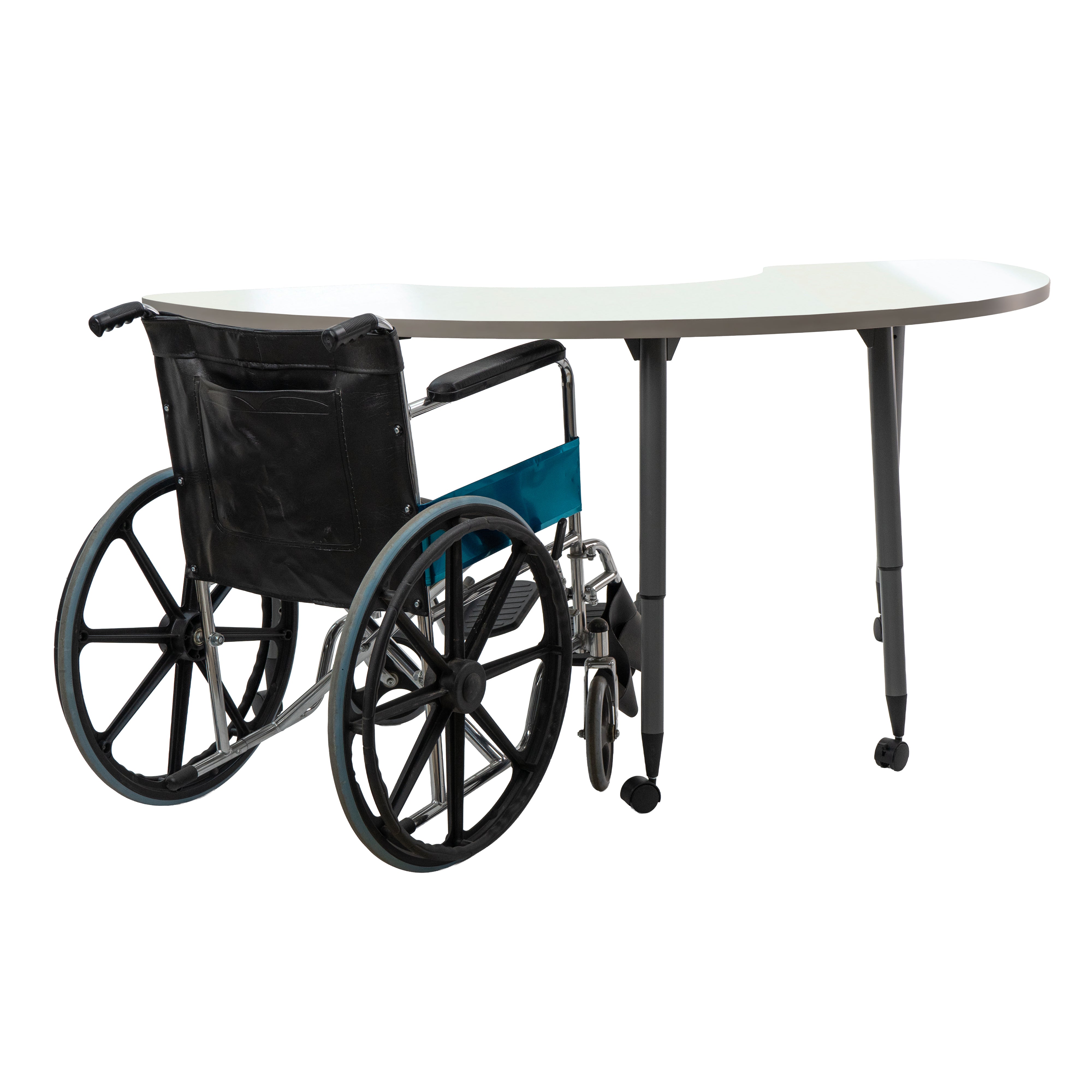 Adapte 36" x 72" Half Moon Dry-Erase Activity Table with Adjustable Tapered Legs - Whiteboard/North Sea