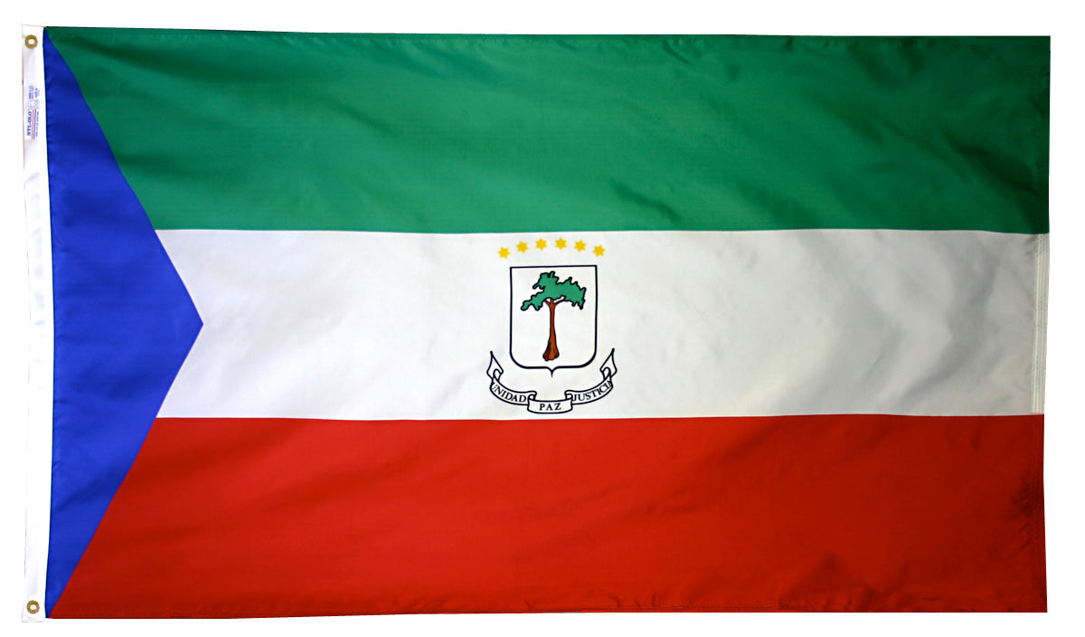 Eq. Guinea Flag 3x5 ft. Nylon SolarGuard Nyl-Glo 100% Made in USA to Official United Nations Design Specifications.
