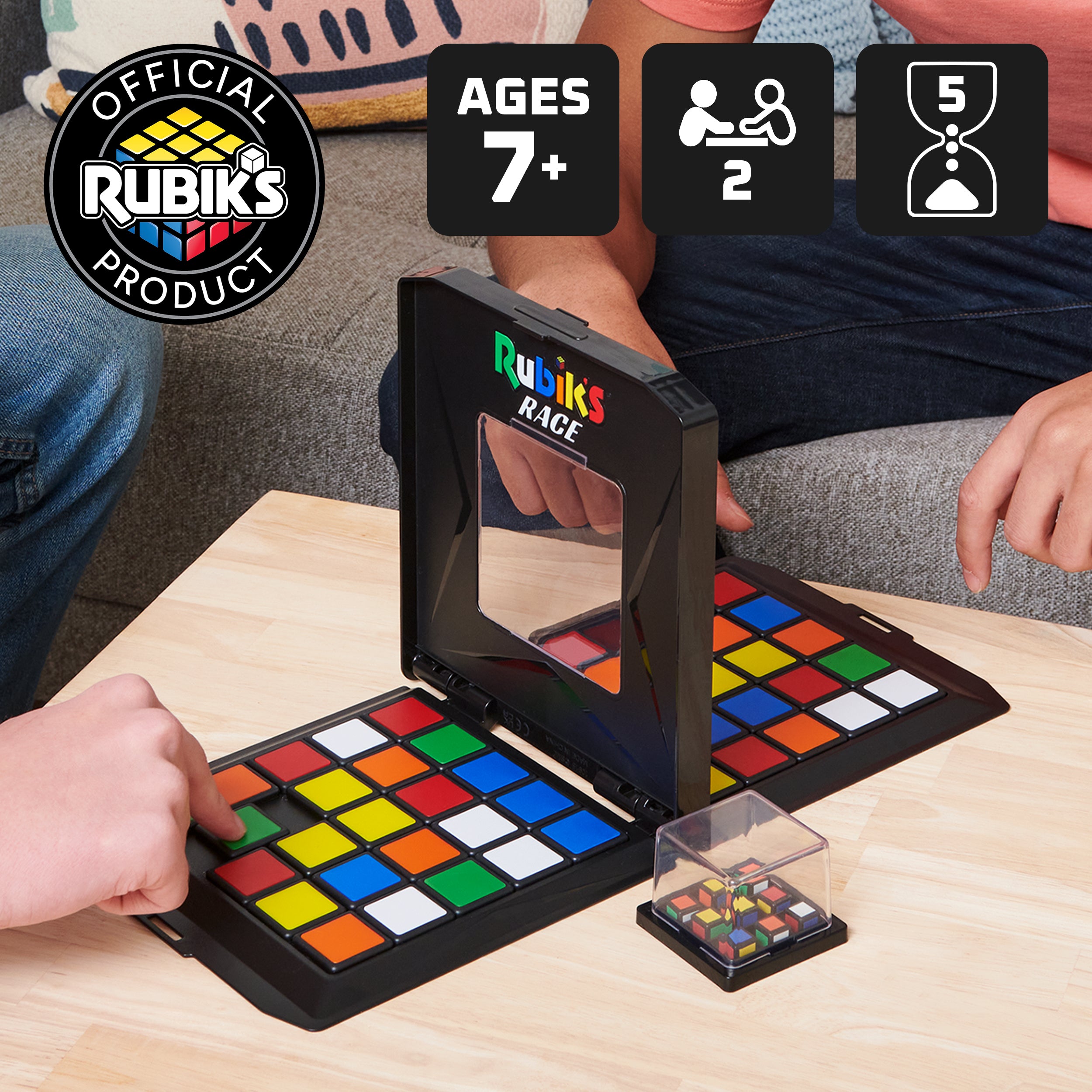 Rubik’s Cube, Rubik's Race, Classic Fast-Paced Puzzle Strategy Sequence Board Game, Problem-Solving Brain Teaser, Color-Matching Game, 2 Players, Packaging May Vary, for Adults & Kids Ages 7 & Up
