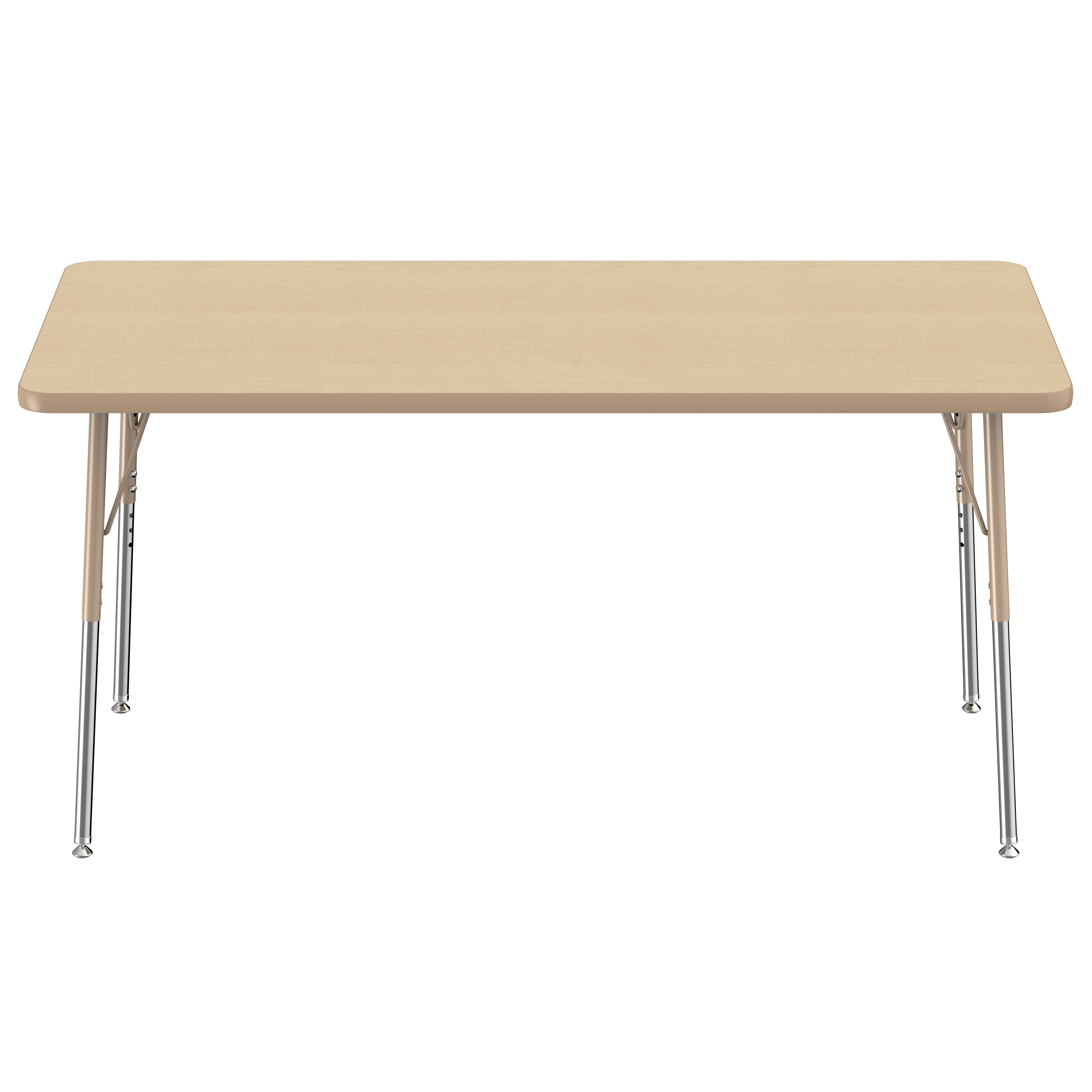30" x 60" Rectangle T-Molding Activity Table with Adjustable Standard Swivel Glide Legs - Maple/Sand