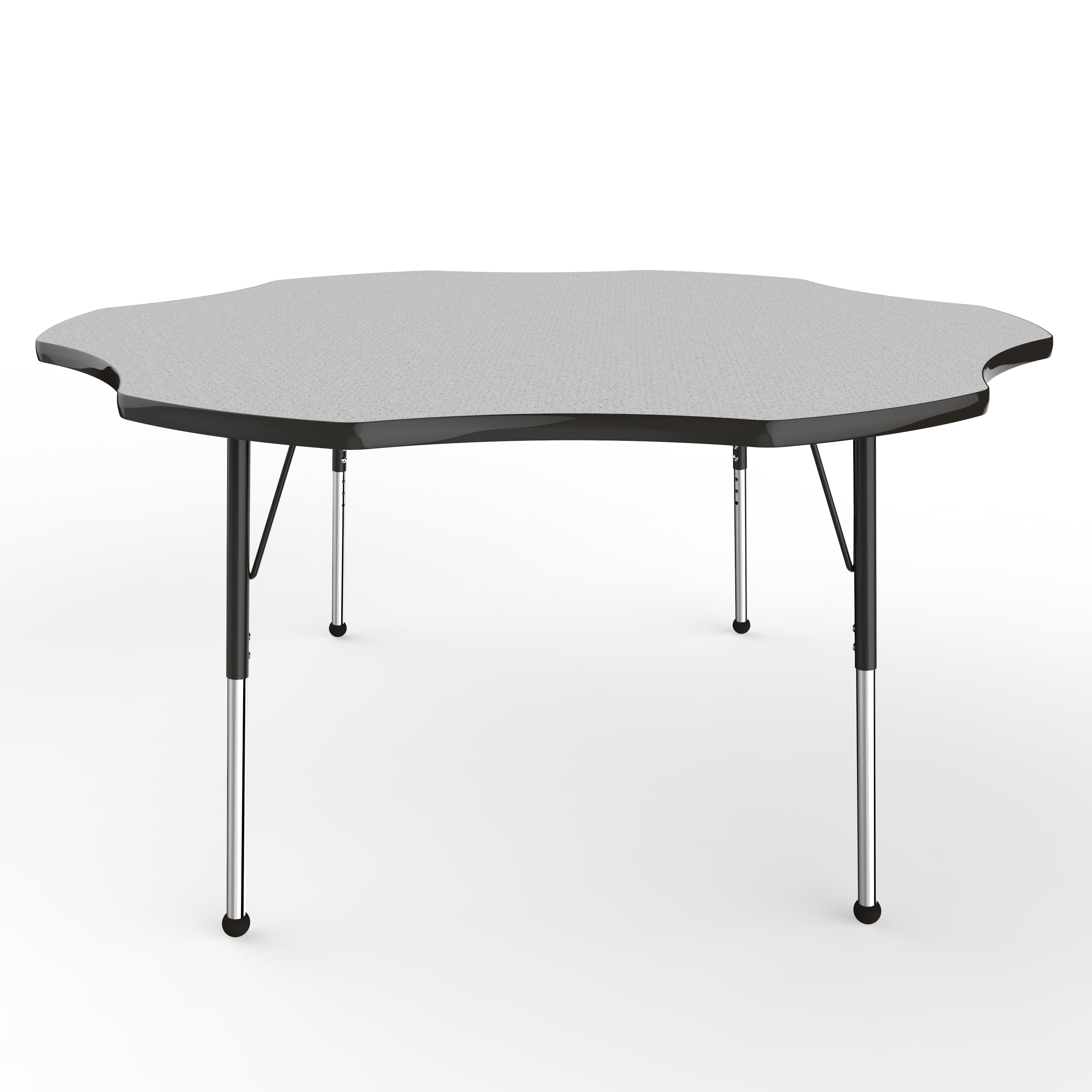 60" x 60" Flower T-Molding Activity Table with Adjustable Standard Ball Glide Legs - Gray/Black