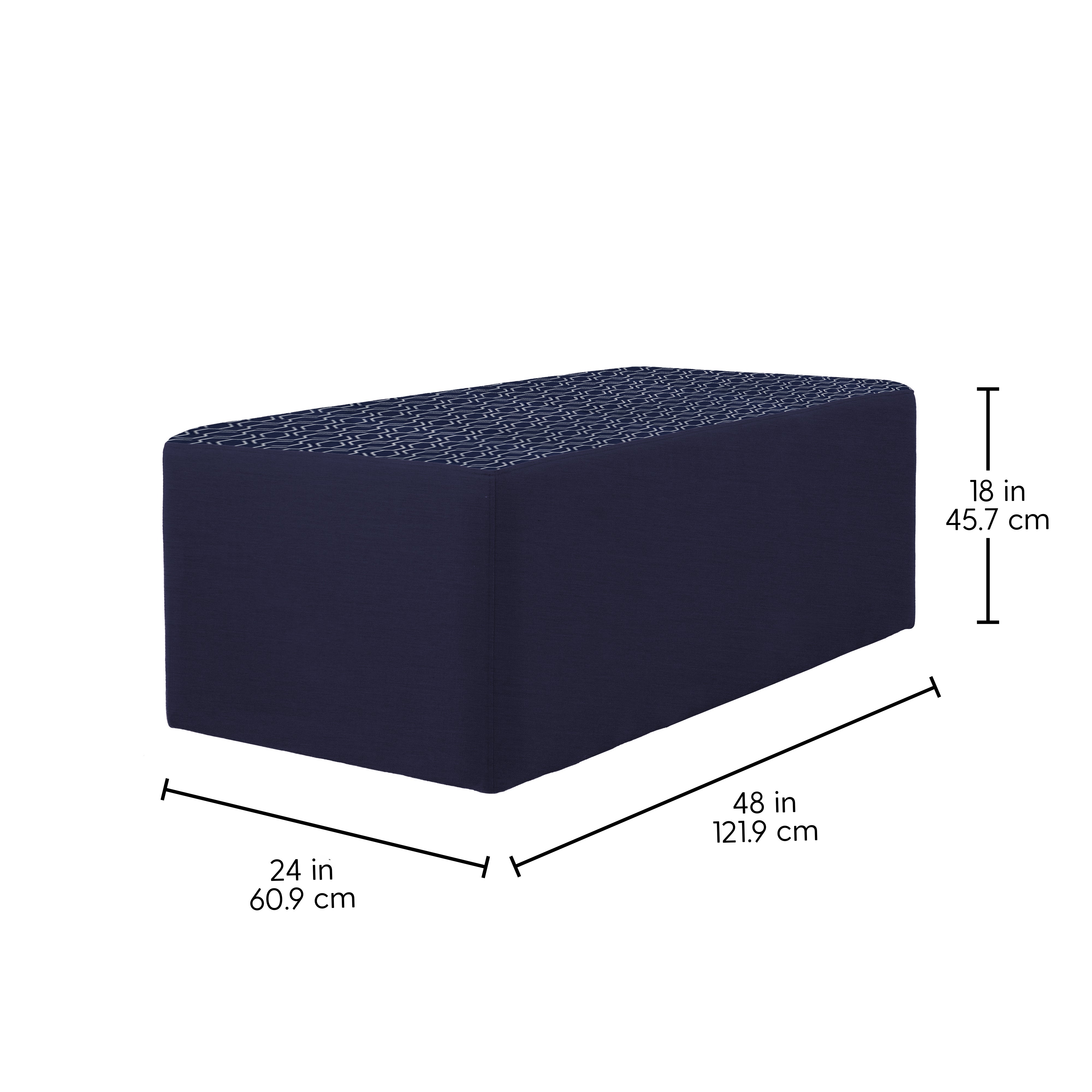 Outdoor 24" x 48" Rectangle Ottoman with Sunbrella, 18" H - Adaptation Indigo/Canvas Navy
