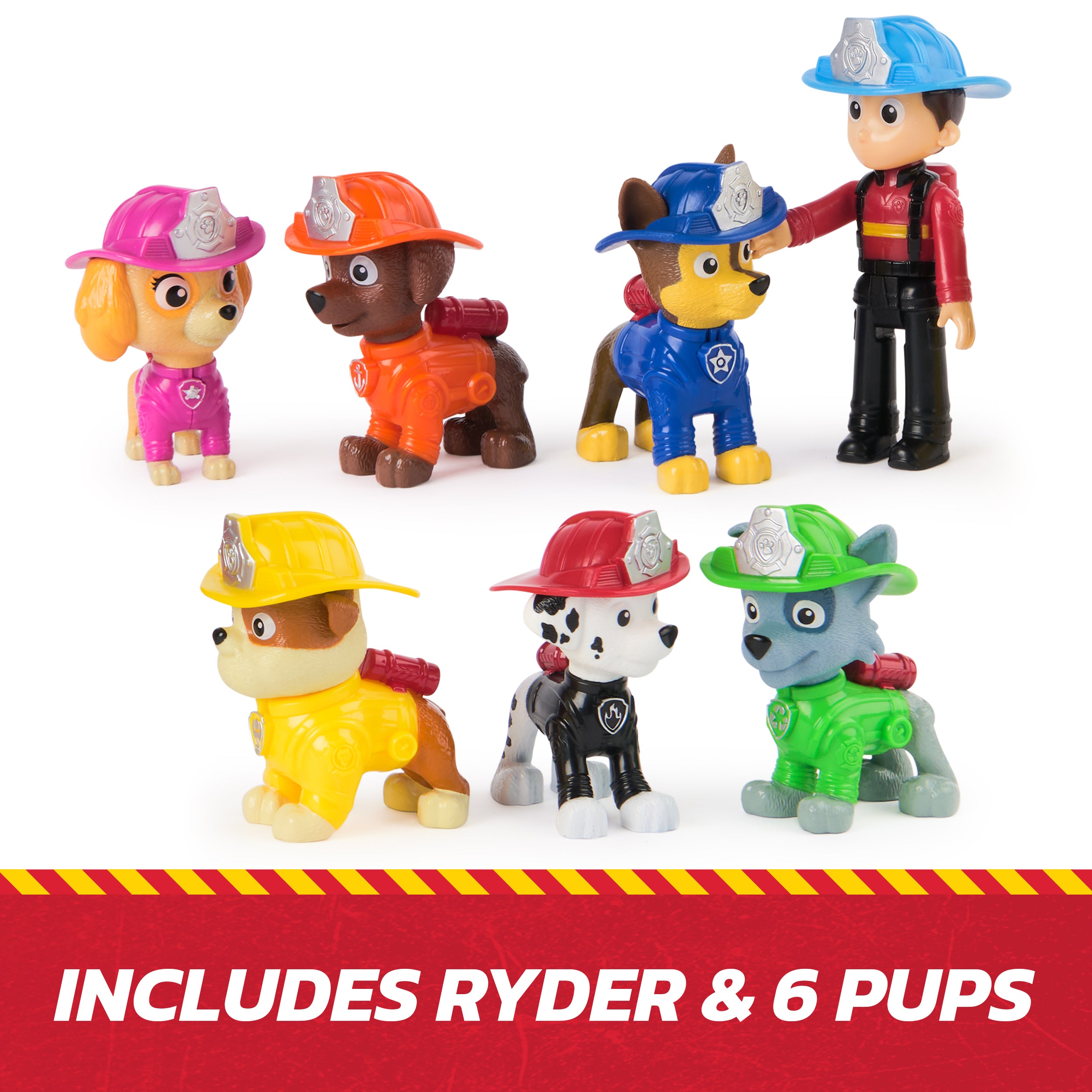 PAW Patrol Fire Rescue Team Pack with 7 Collectible Action Figures, Including Ryder & 6 PAW Patrol Pups, Kids Toys for Boys & Girls Ages 3 and Up