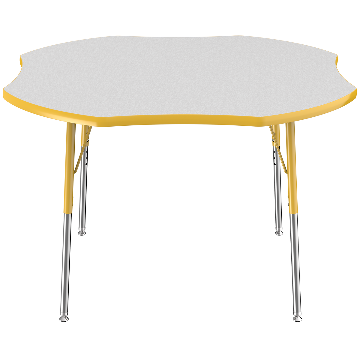 48" x 48" Clover T-Molding Activity Table with Adjustable Standard Swivel Glide Legs - Gray/Yellow