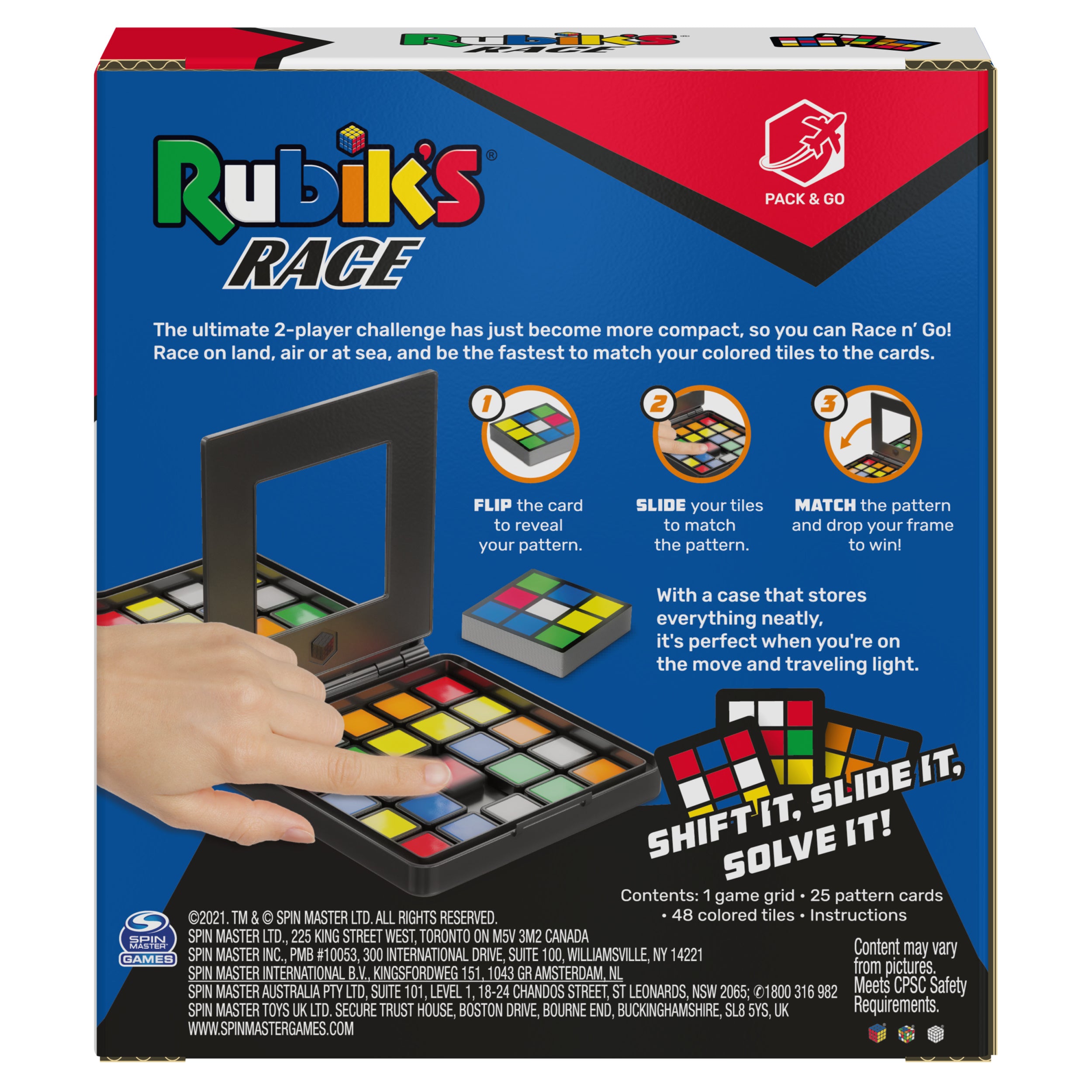 Rubik’s, Race Pack & Go Fast-Paced Problem-Solving Strategy Travel-Sized Two-Player Puzzle Board Game, for Kids and Adults Ages 7 and up
