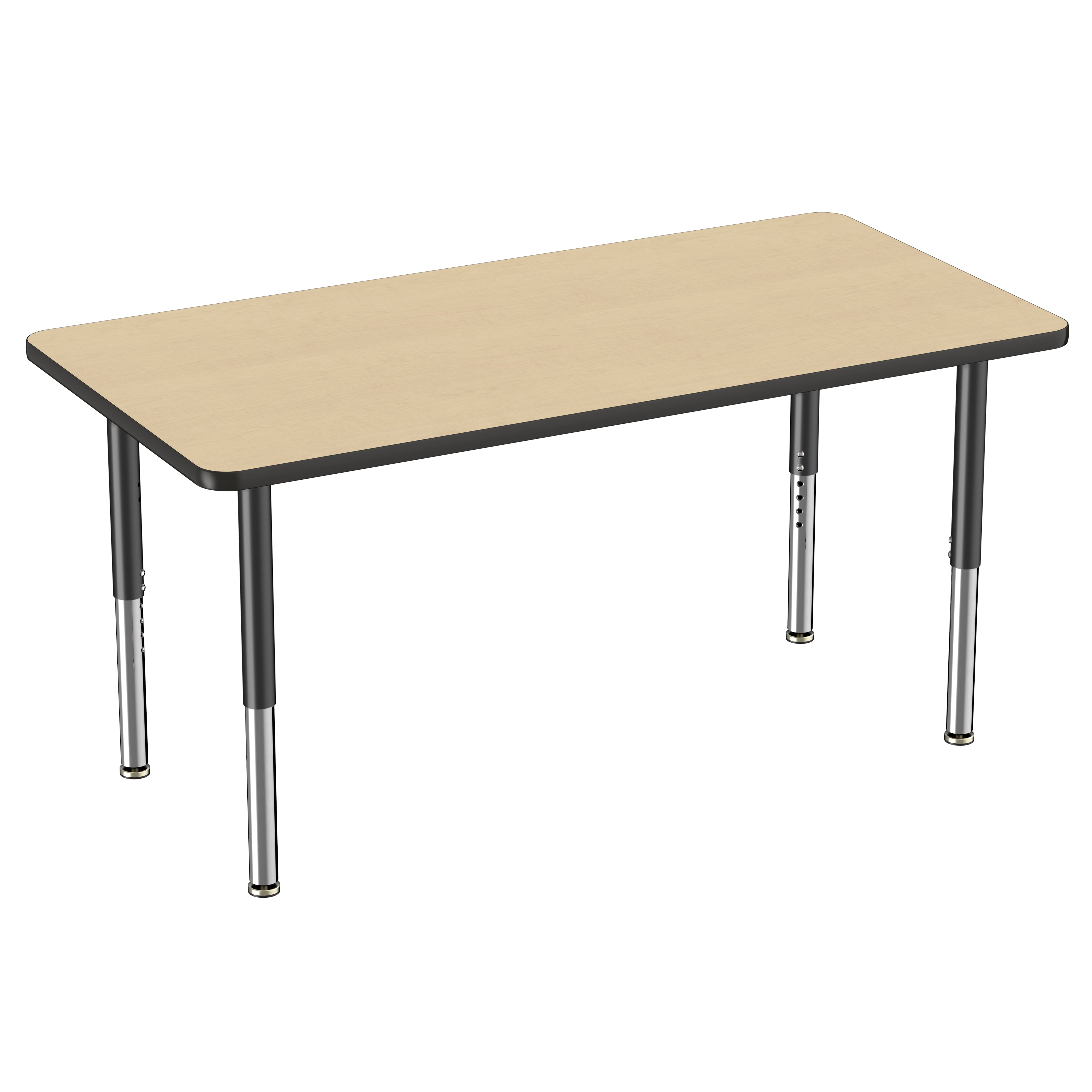 30" x 60" Rectangle Thermofused Activity Table with Adjustable Super Legs - Maple/Black