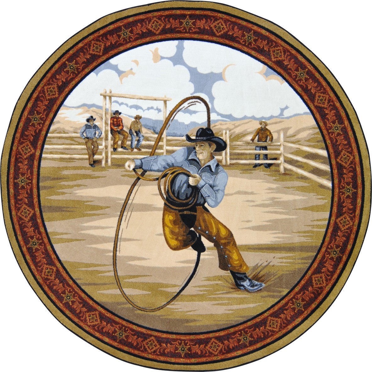 La Riata 7'7" Round area rug in color Multi
