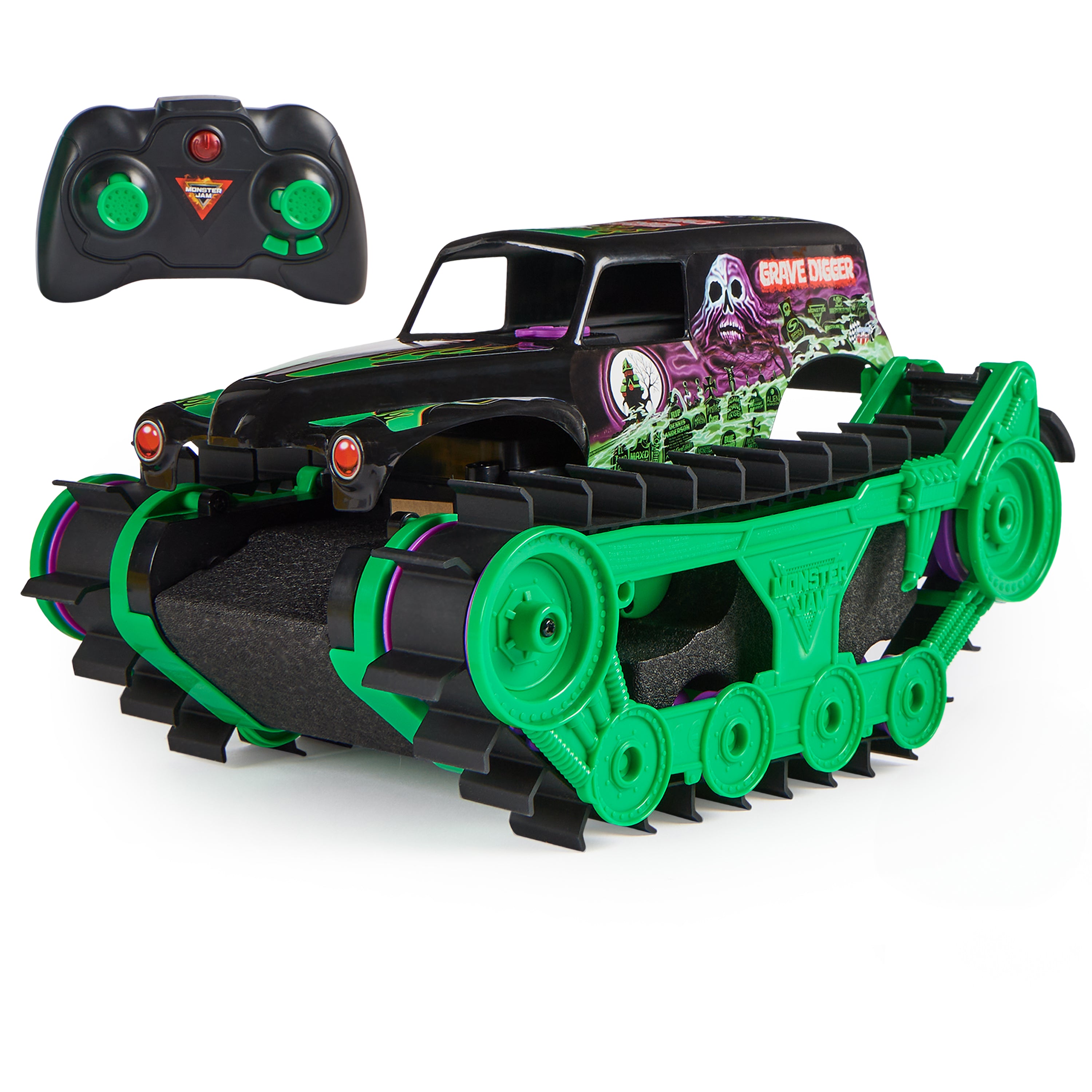 Monster Jam, Official Grave Digger Trax All-Terrain Remote Control Outdoor Vehicle,  1:15 Scale, Kids Toys for Boys and Girls Ages 4 and Up
