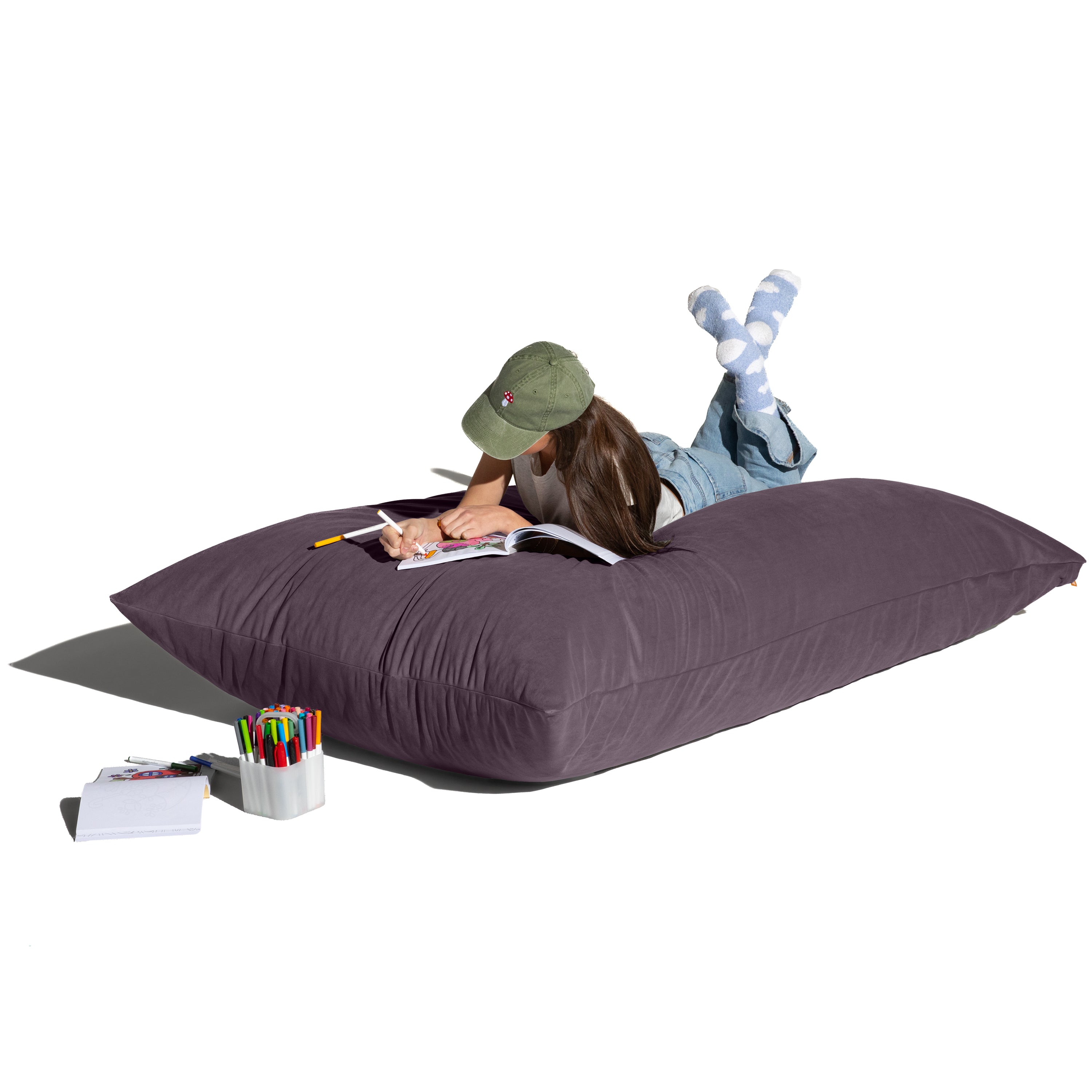Jaxx Pillow Saxx 5.5-Foot Décor Bean Bag Giant Floor Pillow Lounge, Lush Velvet Purple