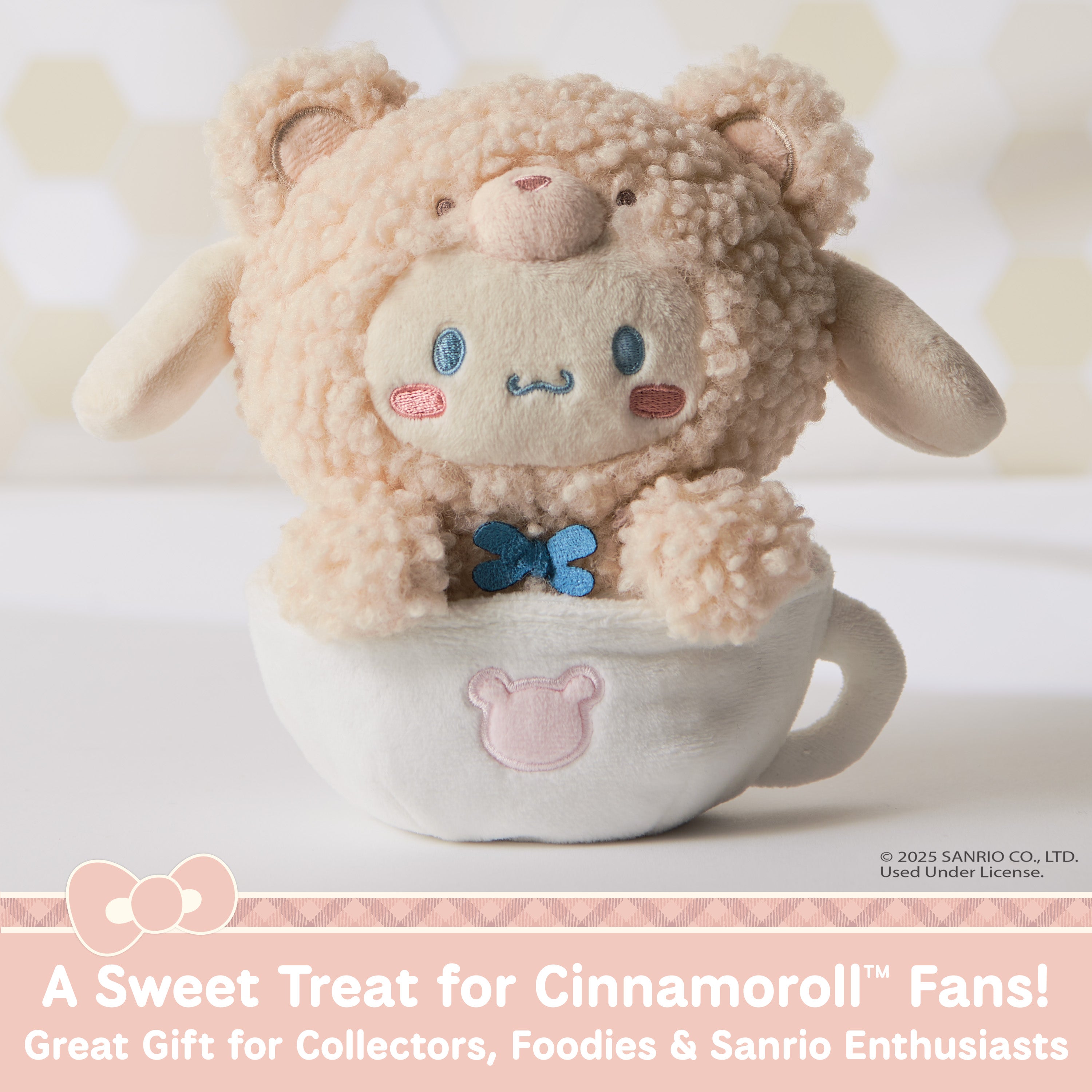 GUND Sanrio Official Hello Kitty and Friends Cinnamoroll Café Latte Teddy Bear Plush, Collectible Plush Toy, Stuffed Animal for Ages 1 and Up, 6”