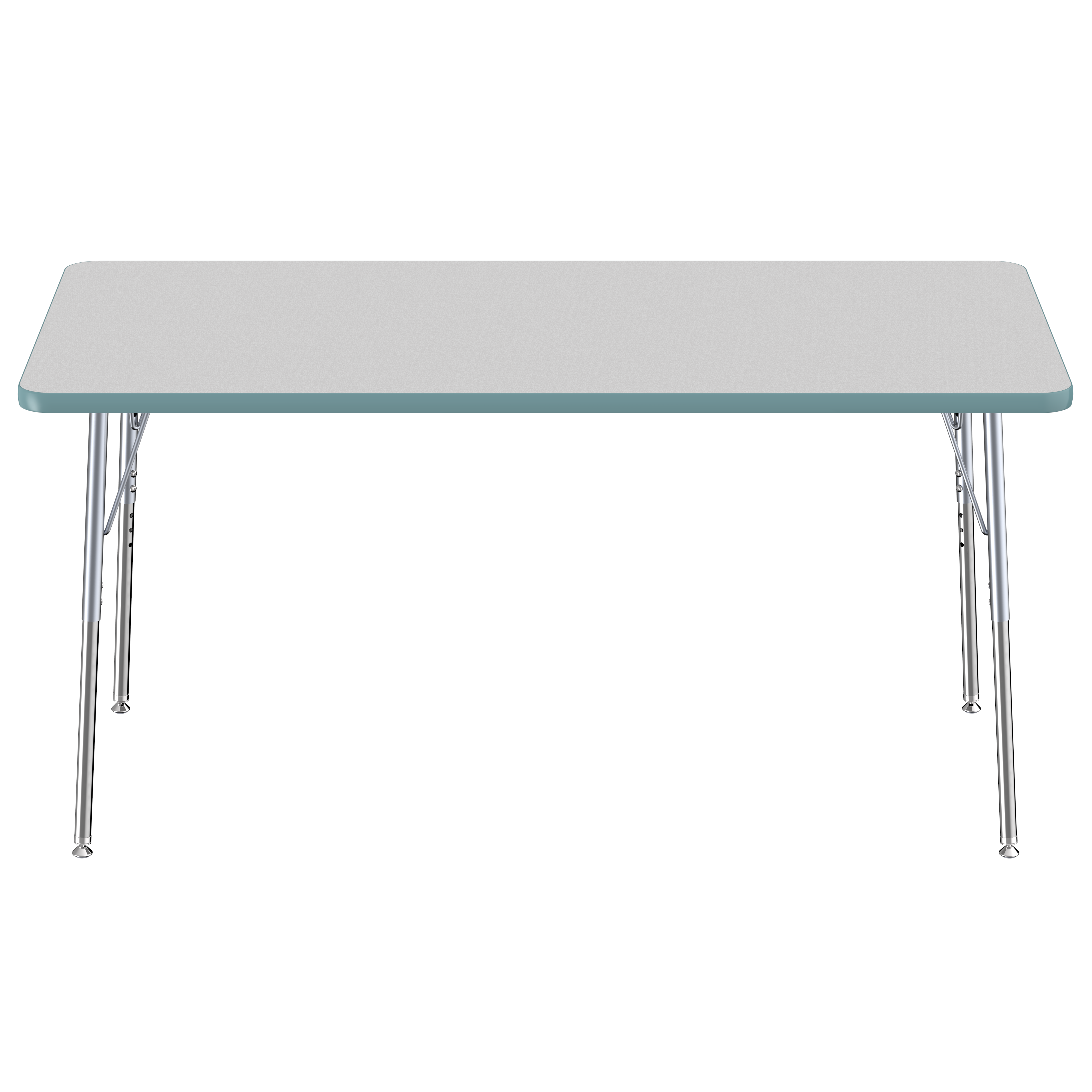 30" x 60" Rectangle Thermofused Activity Table with Adjustable Standard Swivel Glide Legs - Gray/Seafoam/Silver