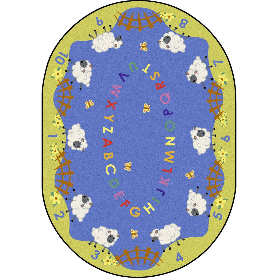 Lamby Pie 5'4" x 7'8" Oval area rug in color Multi