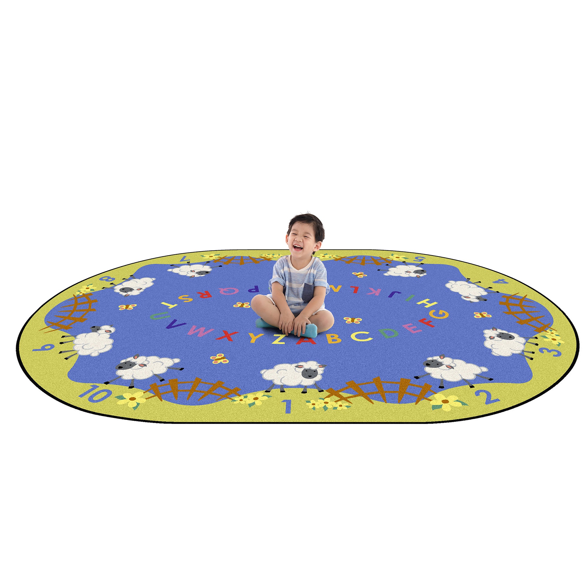 Lamby Pie 5'4" x 7'8" Oval area rug in color Multi