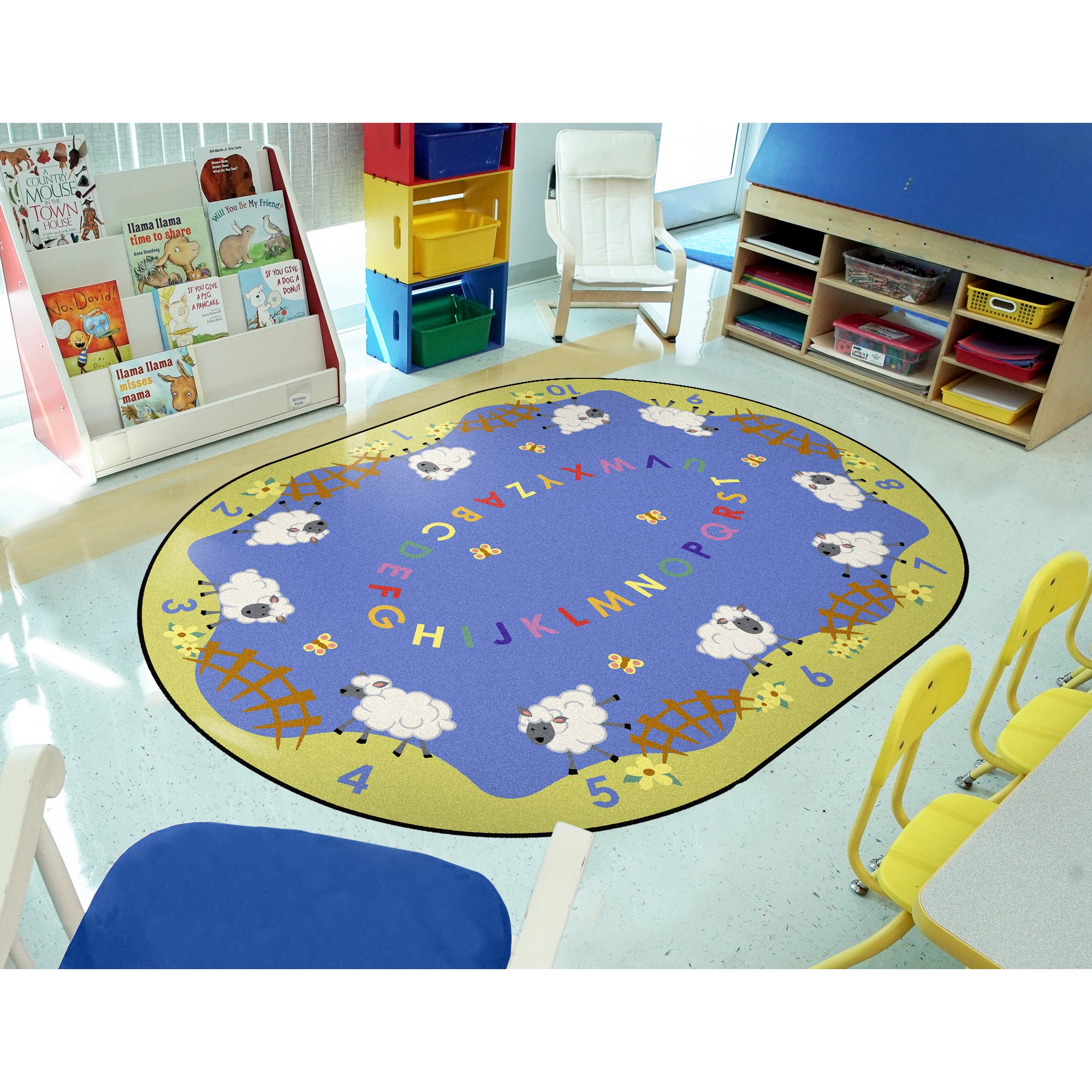 Lamby Pie 7'8" x 10'9" Oval area rug in color Multi