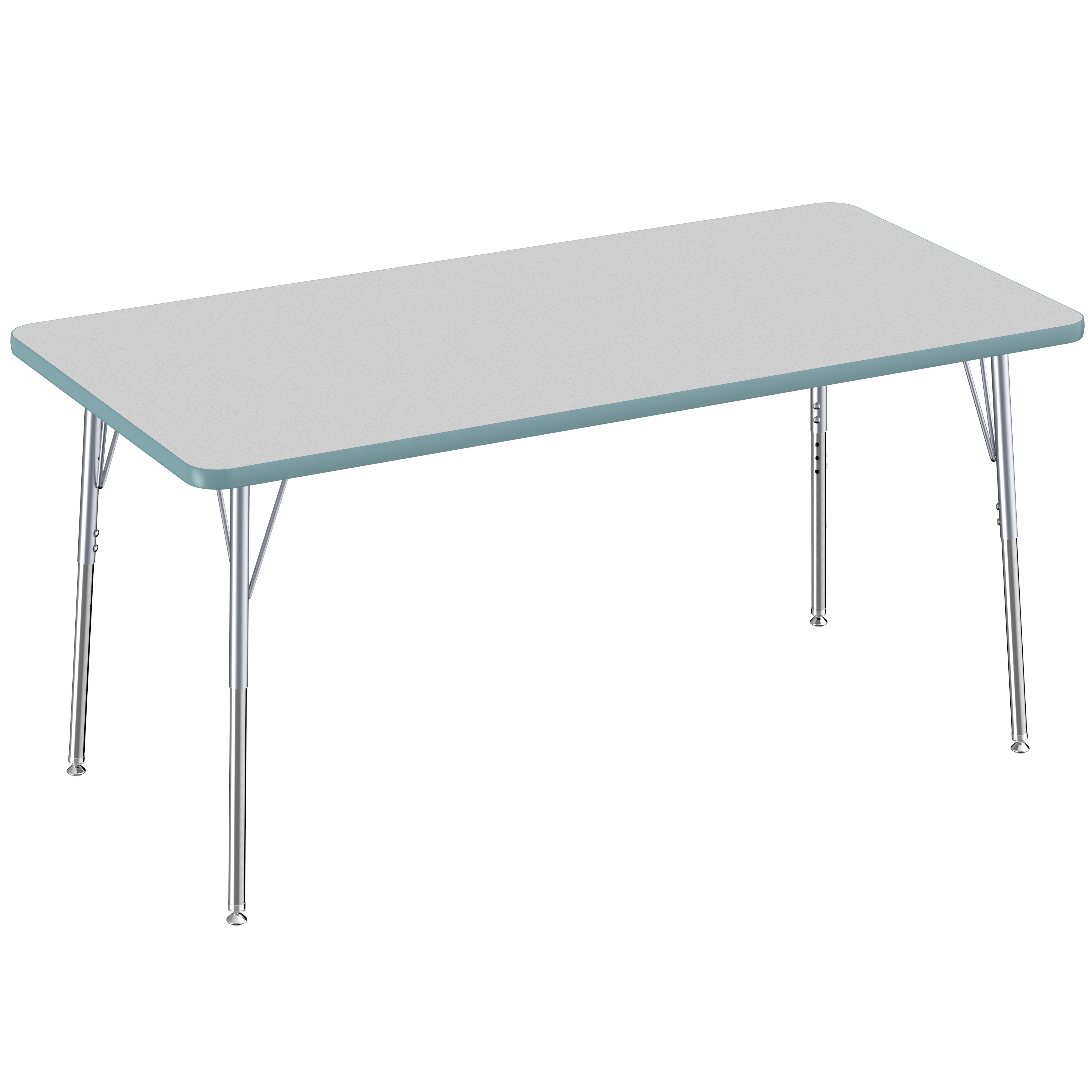 30" x 60" Rectangle Thermofused Activity Table with Adjustable Standard Swivel Glide Legs - Gray/Seafoam/Silver