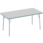 30" x 60" Rectangle Thermofused Activity Table with Adjustable Standard Swivel Glide Legs - Gray/Seafoam/Silver