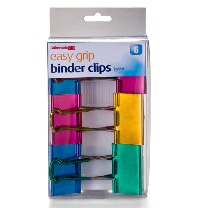 Binder Clips, Large Easy Grip Metallic, 6PK