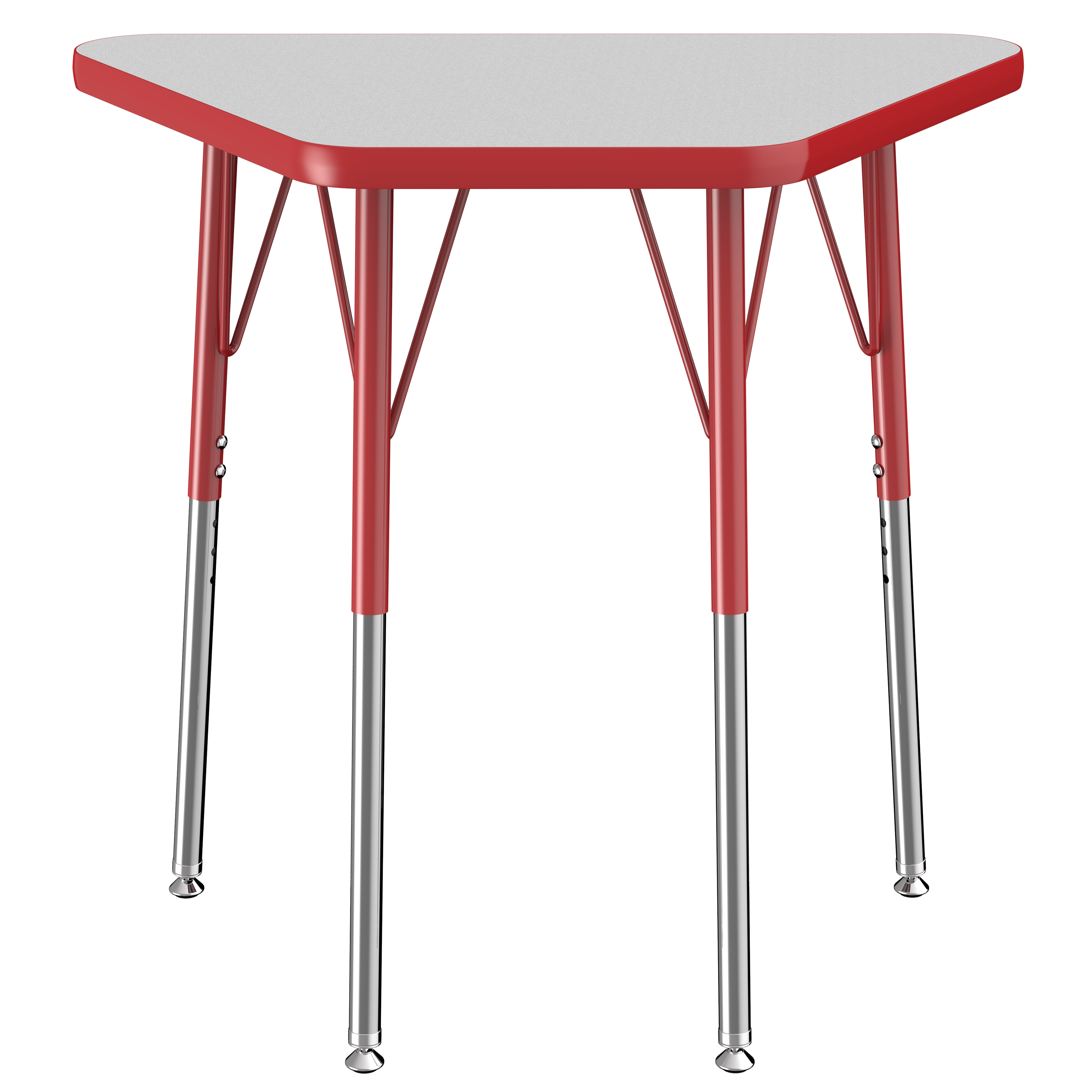 18" x 30" Trapezoid T-Molding Activity Table with Adjustable Standard Swivel Glide Legs - Gray/Red