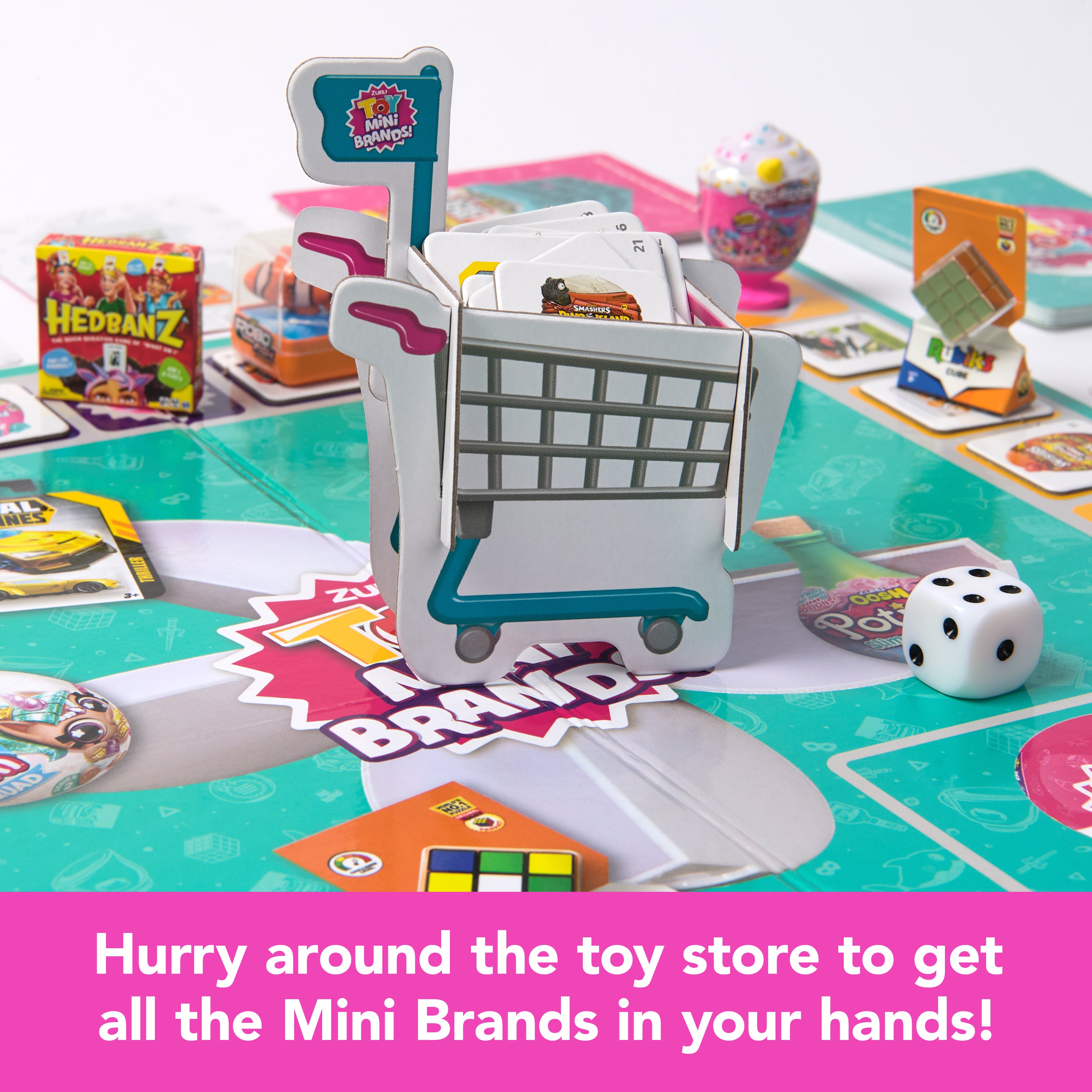 Spin Master Games, Toy Mini Brands Add to Cart Game, A Tiny Shopping Spree for Kids, 4 Collectible Toy Mini Brands Included, 2-4 Players, for Ages 6 & Up