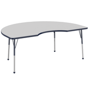 48" x 72" Kidney T-Molding Activity Table with Adjustable Standard Ball Glide Legs - Gray/Navy