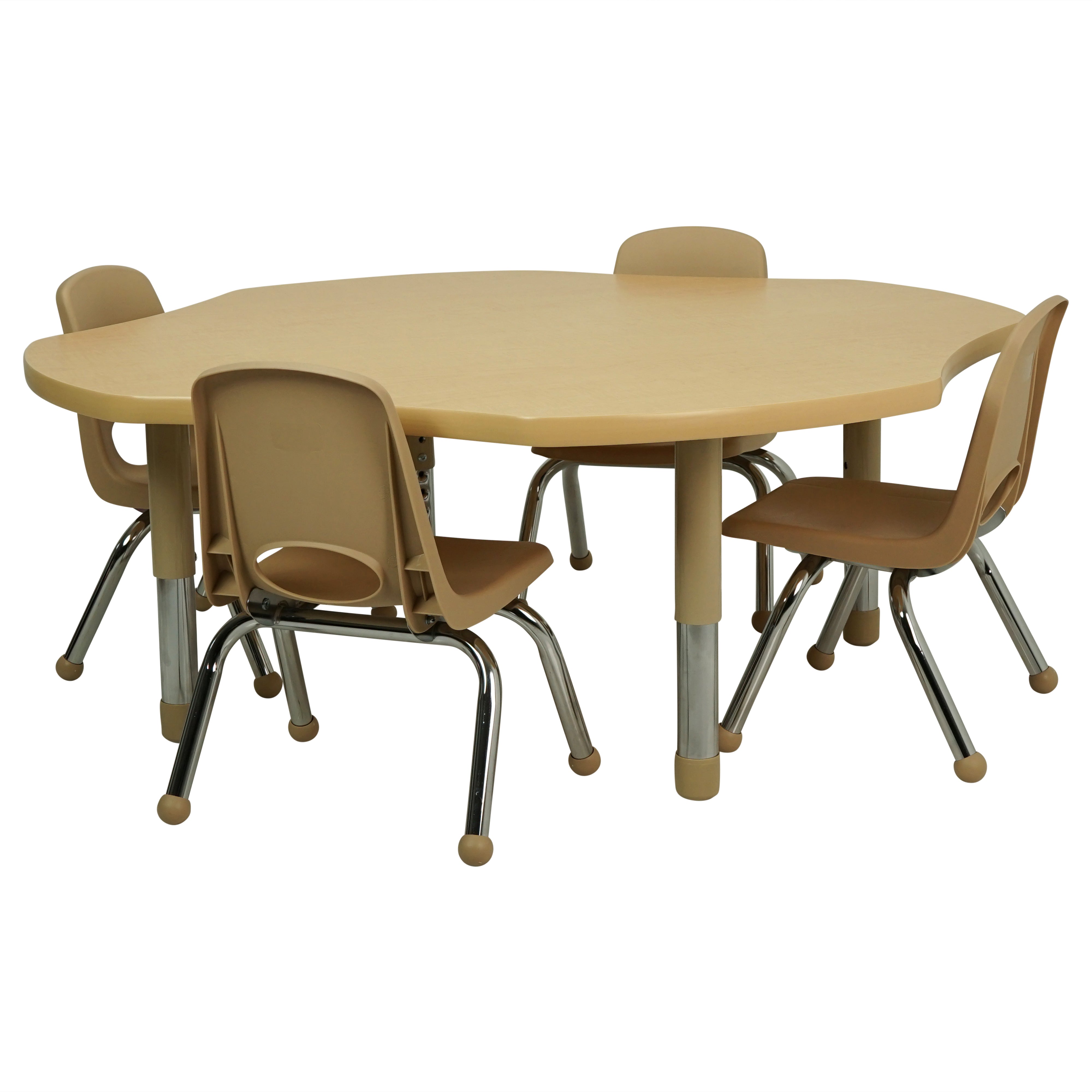 48" x 48" Clover T-Molding Activity Table with Adjustable Tiny Tot Legs - Maple/Sand