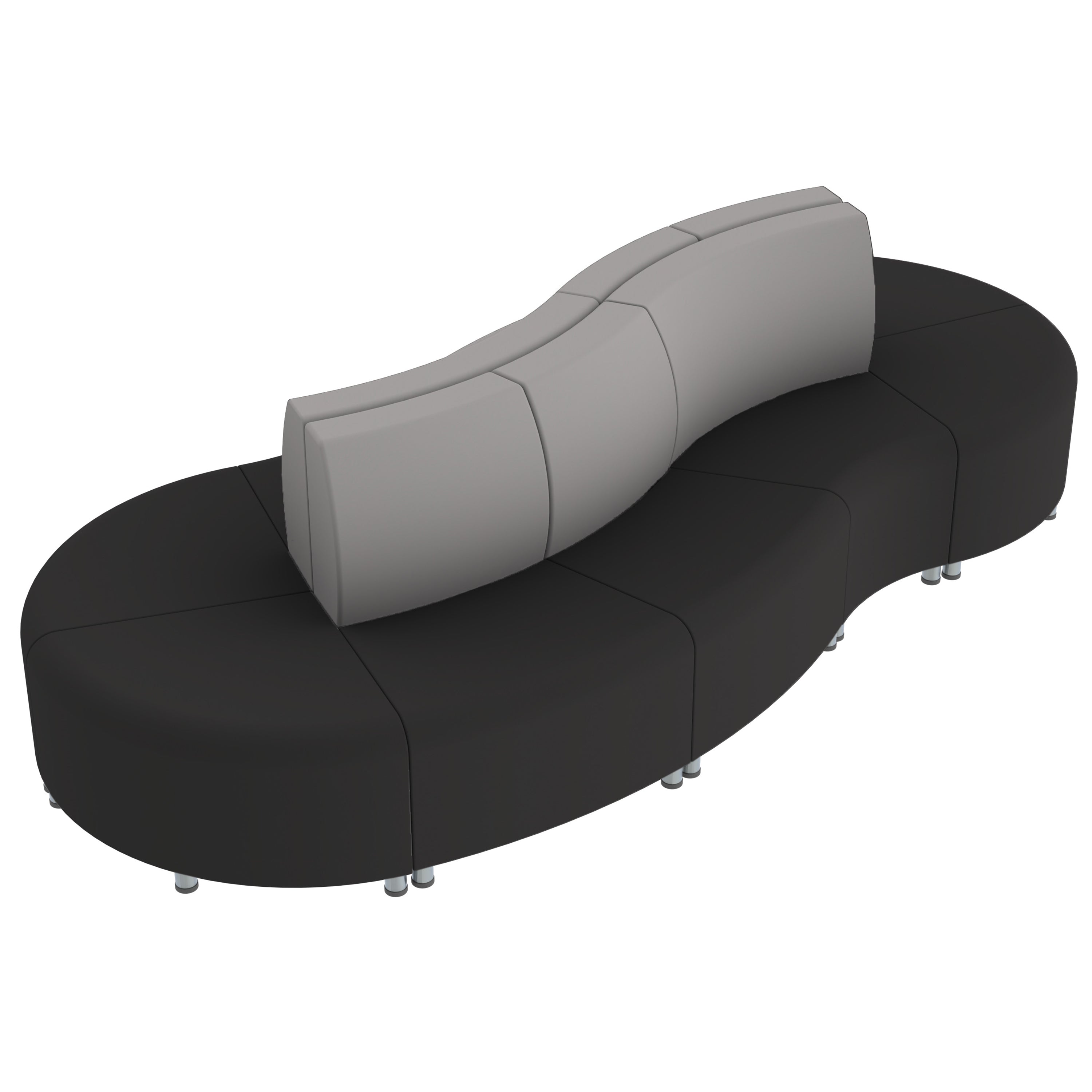 Pro Series Connect Curved Wave Seating, 10-Piece Set - Black/Gray