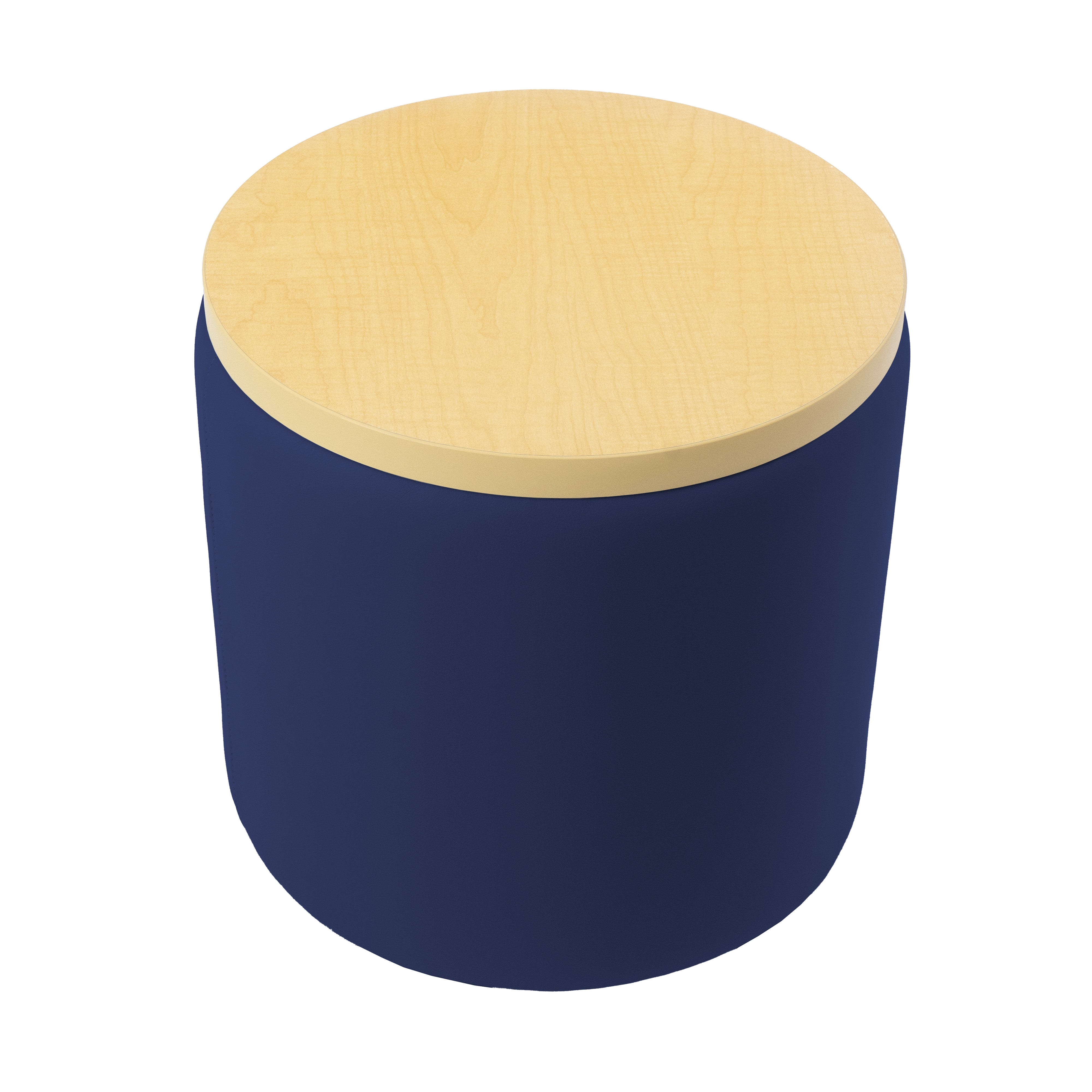 Pro Series Upholstered 18" Round Ottoman Table 18" Height - Navy/Maple