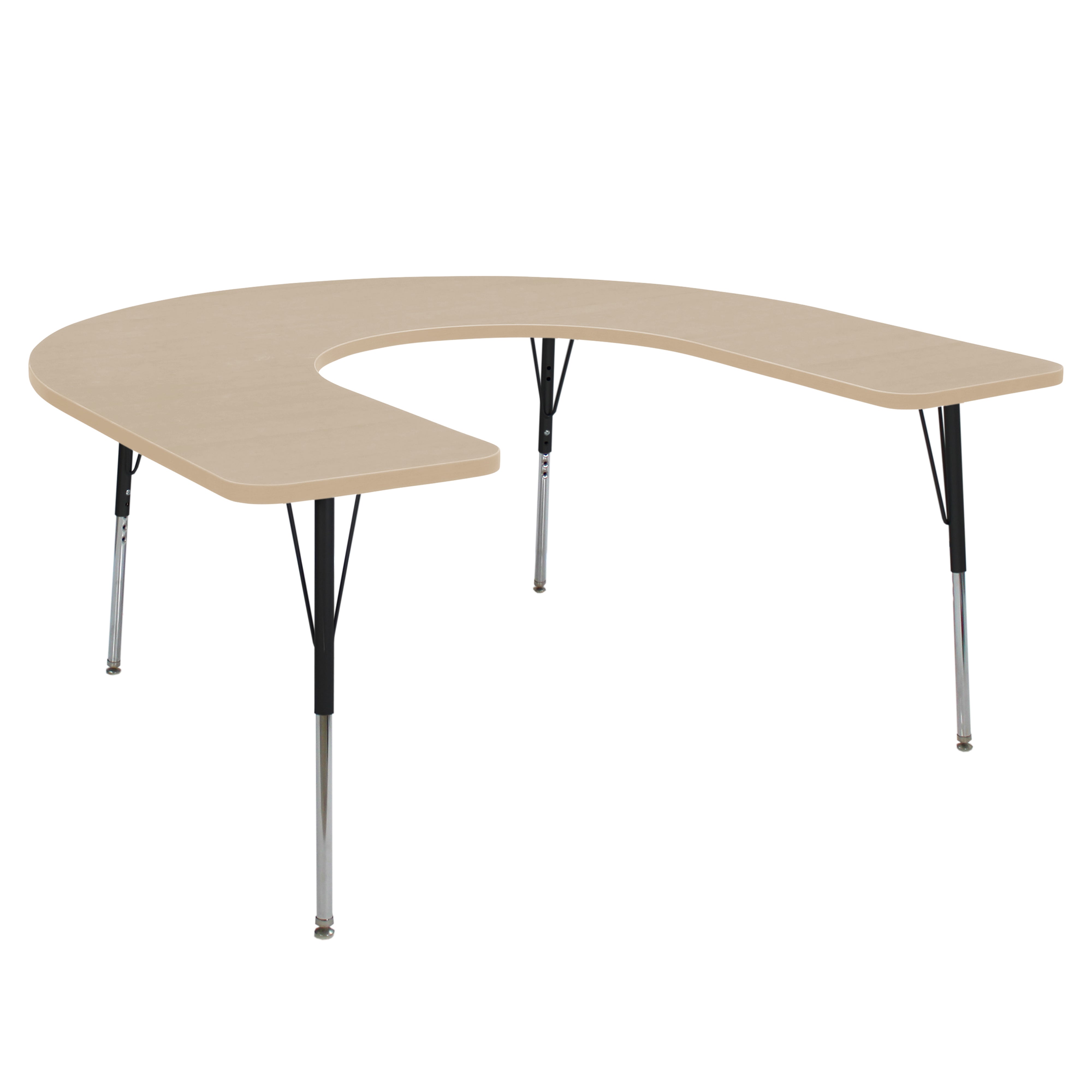 60" x 66" Horseshoe La Madera Activity Table with Standard Legs - Maple Grain/Black