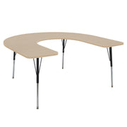 60" x 66" Horseshoe La Madera Activity Table with Standard Legs - Maple Grain/Black