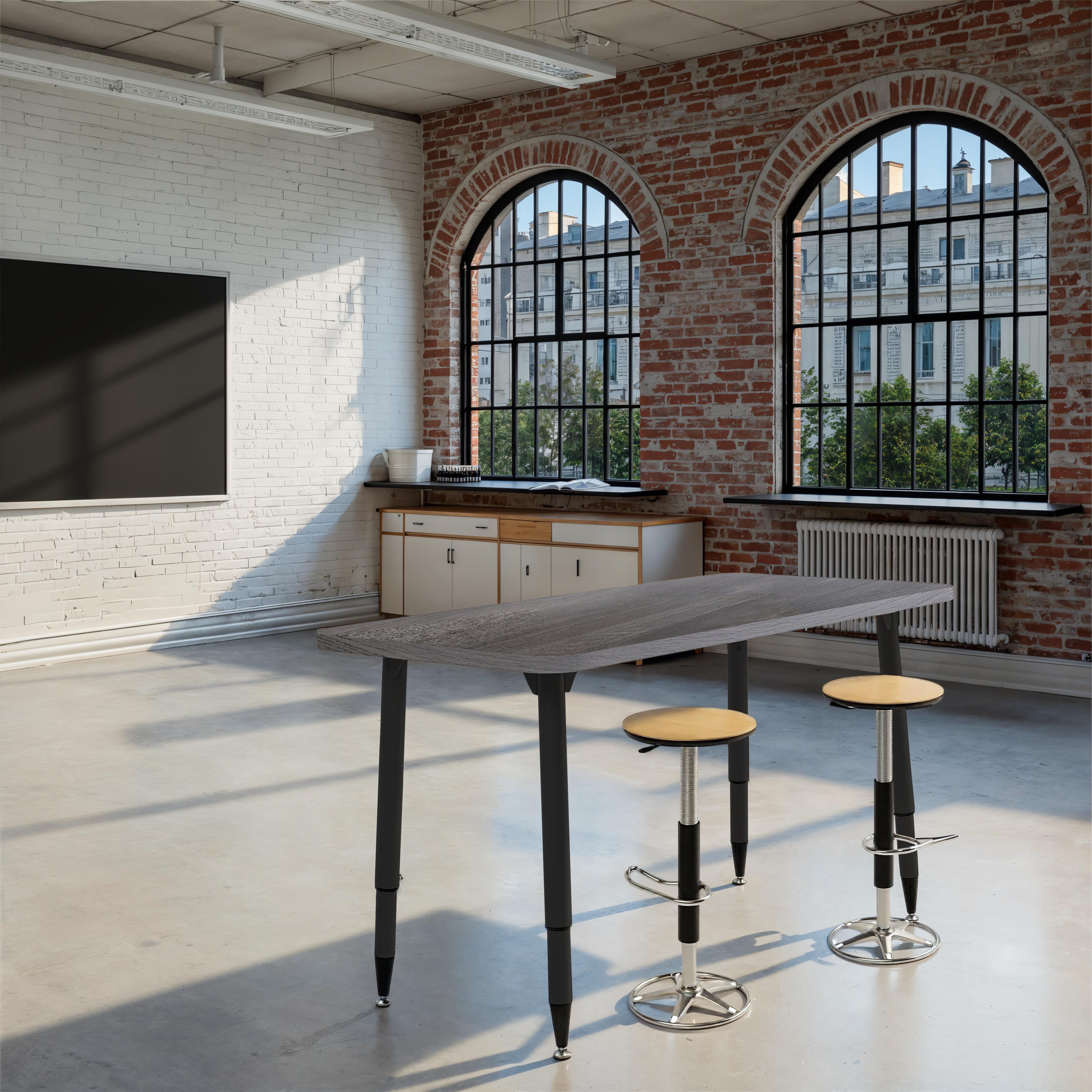 Adapte 24" x 48" Rectangle Woodgrain Activity Table with Adjustable Tapered Legs - Gray Wood/Black