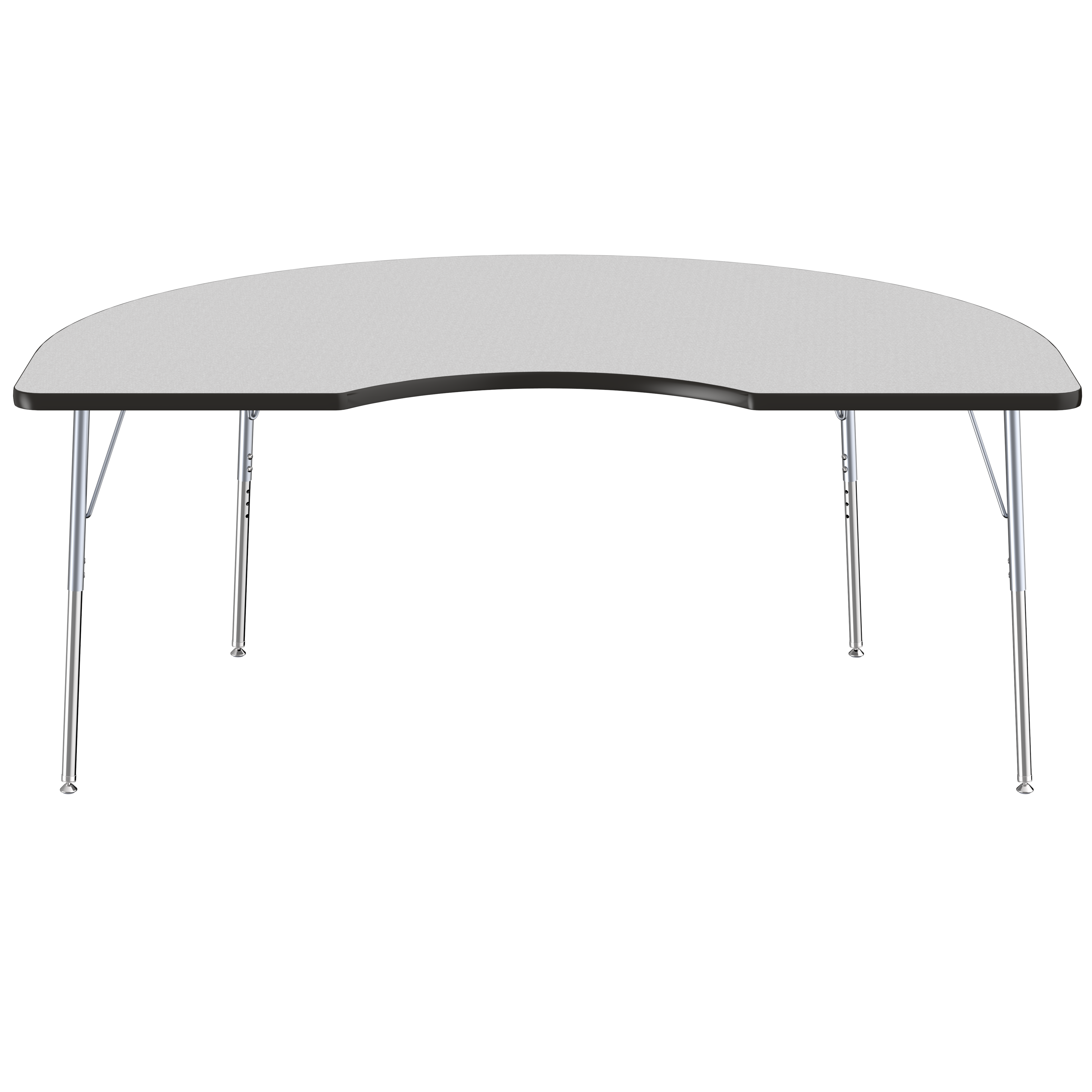 48" x 72" Kidney T-Molding Activity Table with Adjustable Standard Swivel Glide Legs - Gray/Black/Silver